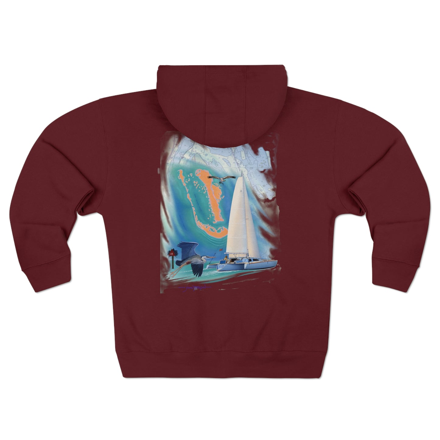 Unisex Premium Full Zip Hoodie, Sister Whisper graphic by John Ryerson Bredin