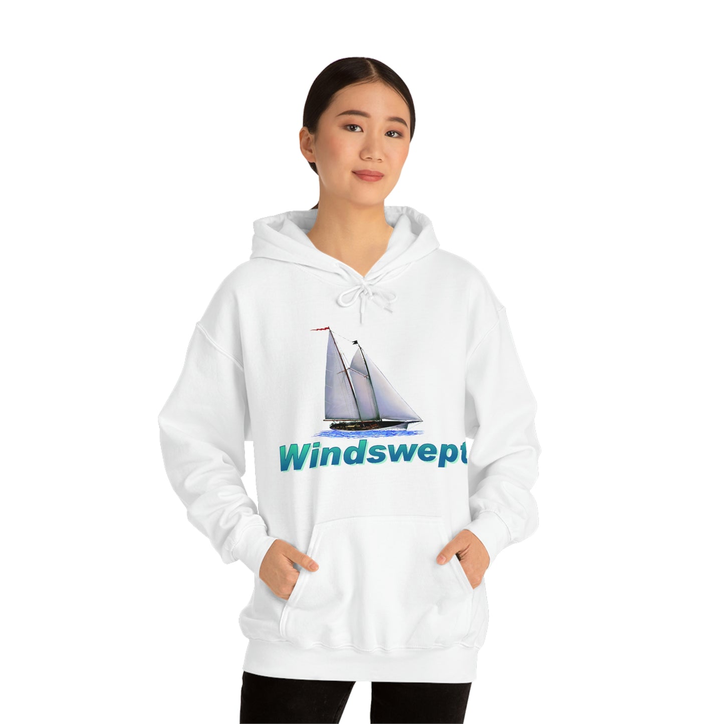 Unisex Heavy Blend™ Hooded Sweatshirt, Windswept, Mother Ocean design.
