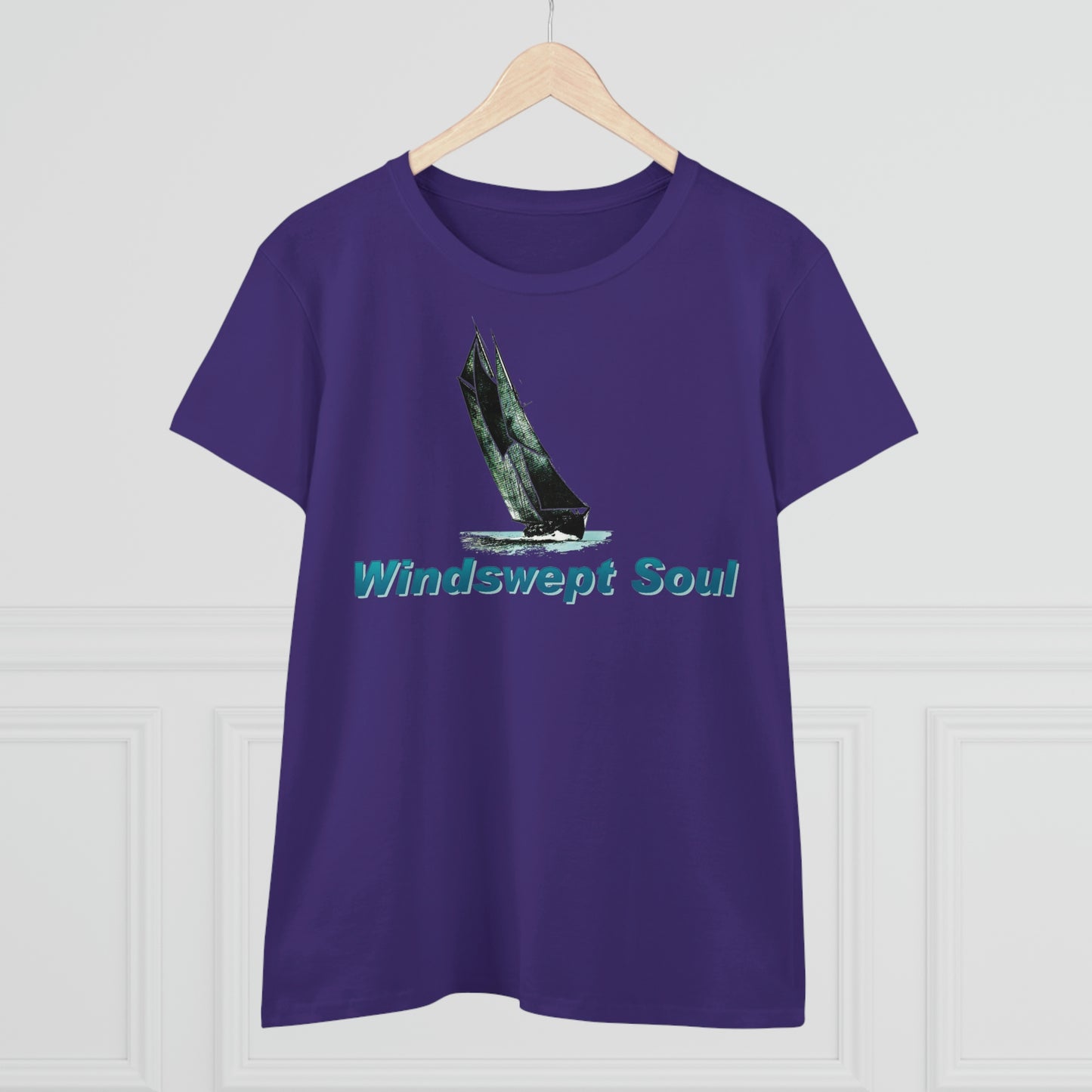 Windswept Soult, Bluenose sailboat, Women's Midweight Cotton Tee