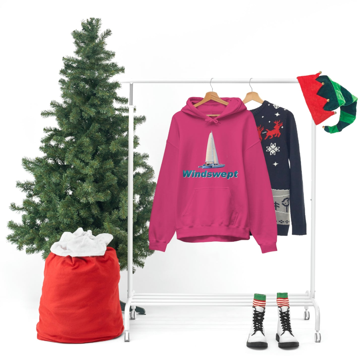 Unisex Heavy Blend™ Hooded Sweatshirt, Windswept, Sister Whisper Trimaran. Artwork by John Ryerson Bredin