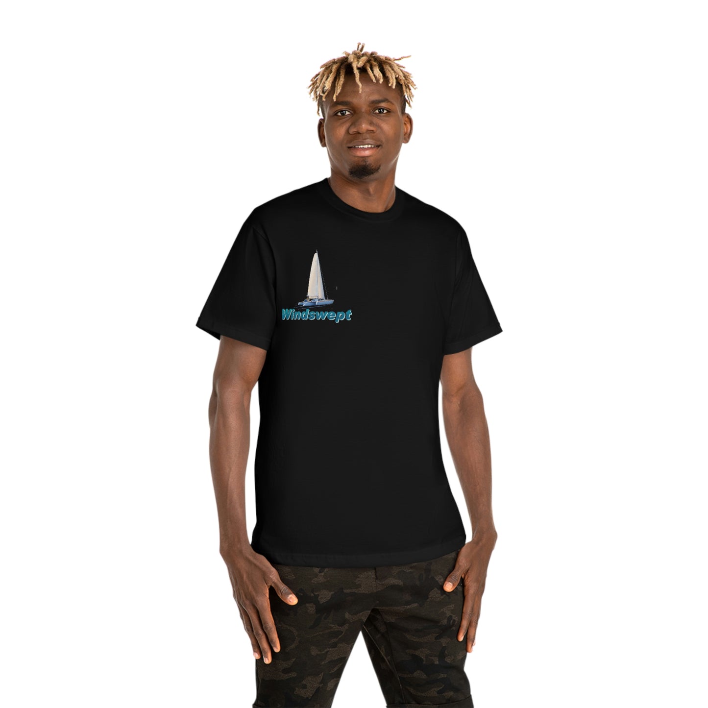 Windswept T-Shirt, Sister Whisper Trimaran. Unisex Hammer™ T-shirt. Artwork by John Ryerson Bredin.