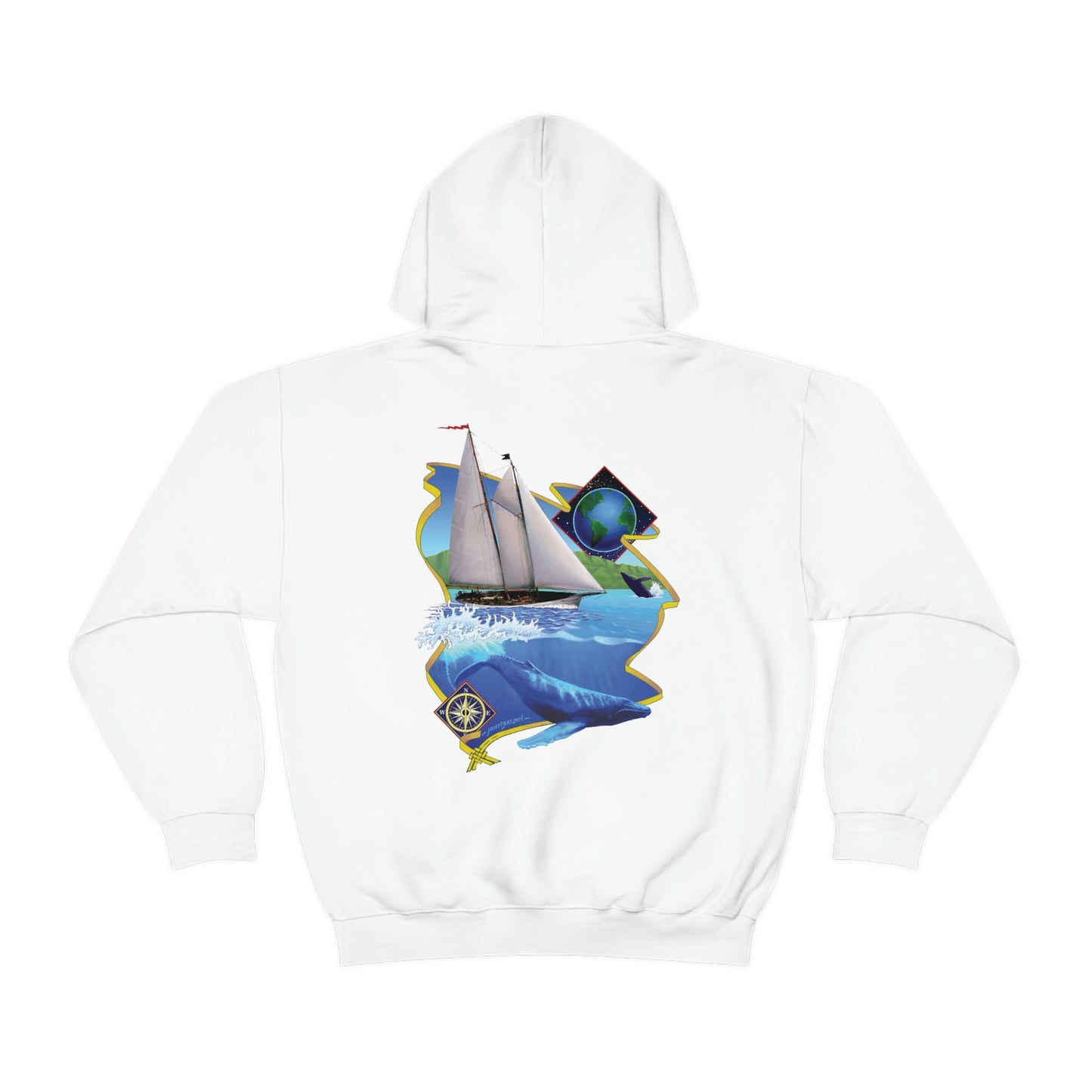 Unisex Heavy Blend™ Hooded Sweatshirt, Windswept, Mother Ocean design.