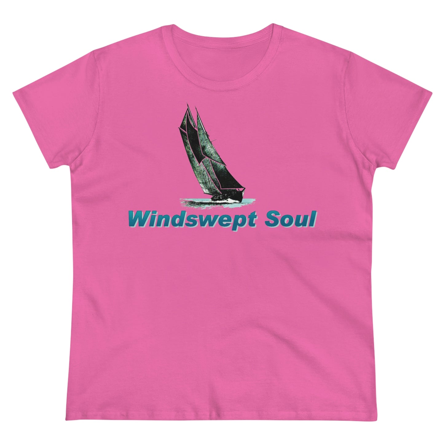 Windswept Soult, Bluenose sailboat, Women's Midweight Cotton Tee