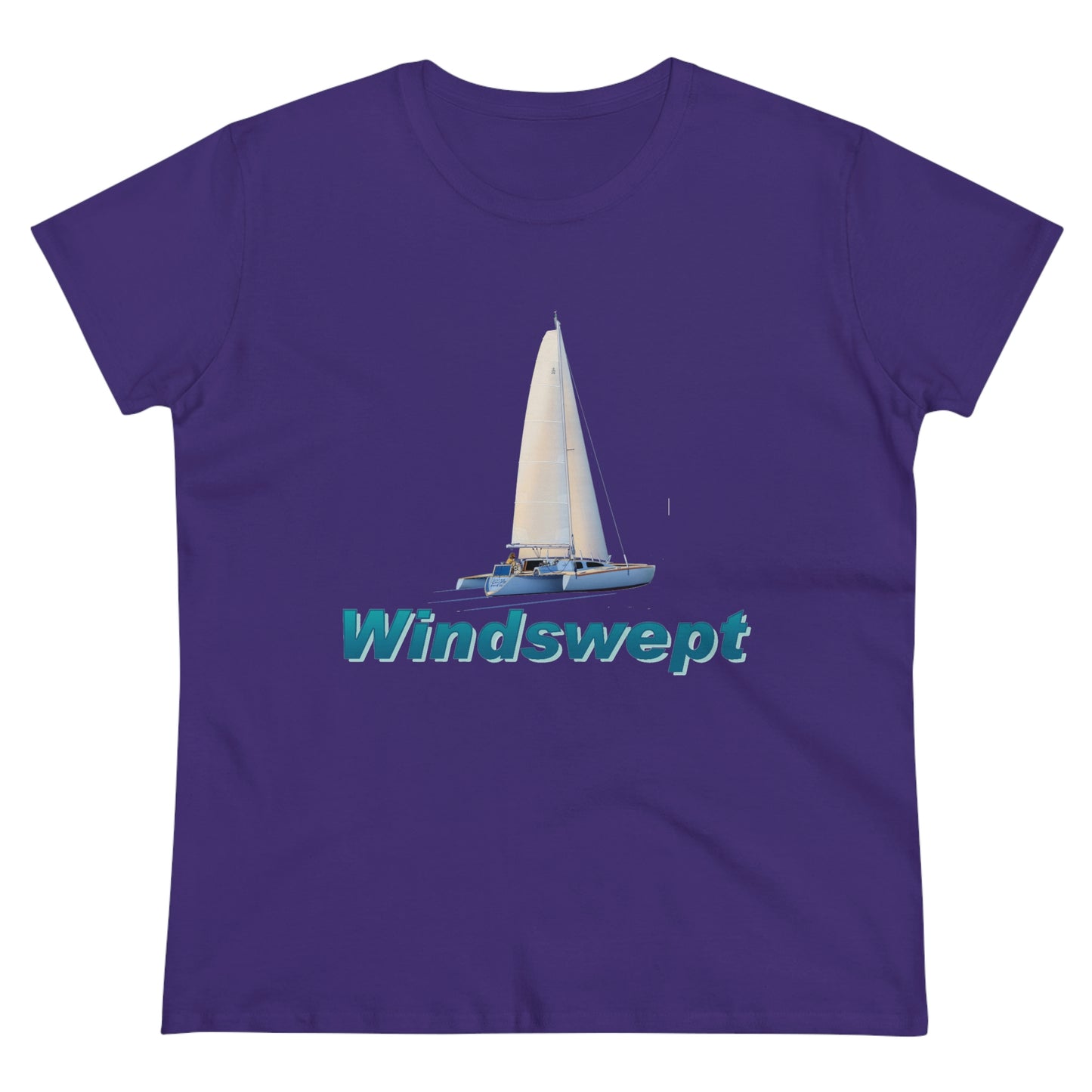 Women's Midweight Cotton Tee, Windswept, Sister Whisper Trimaran.