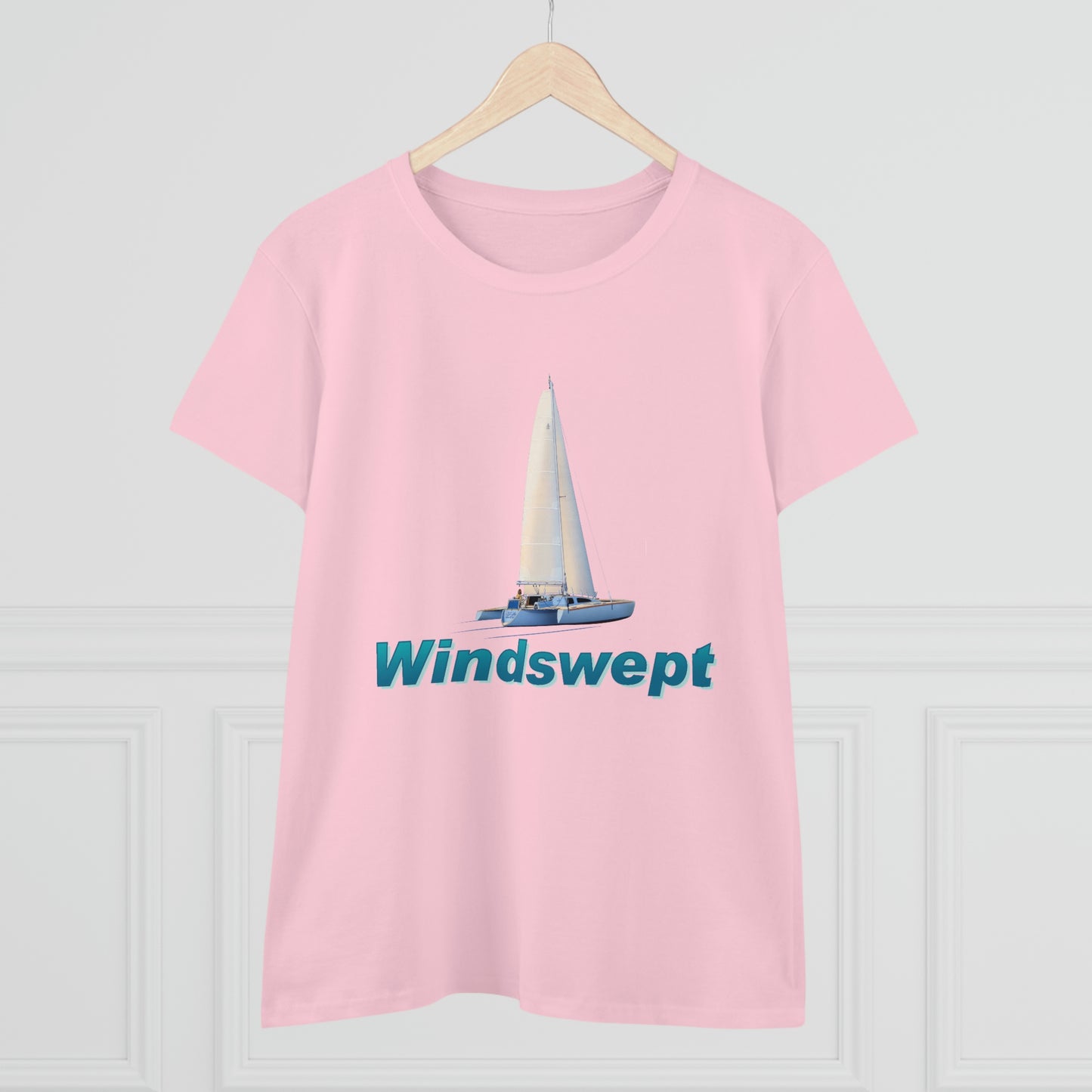 Women's Midweight Cotton Tee, Windswept, Sister Whisper Trimaran.