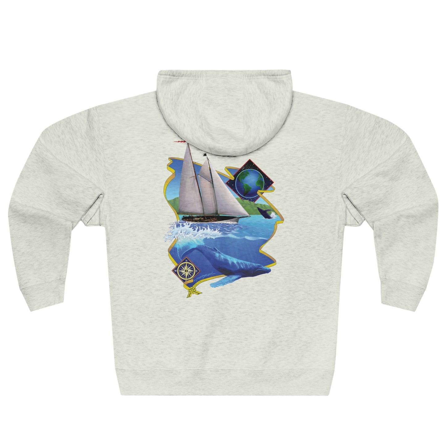 Unisex Premium Full Zip Hoodie, Mother Ocean graphic by John Ryerson Bredin