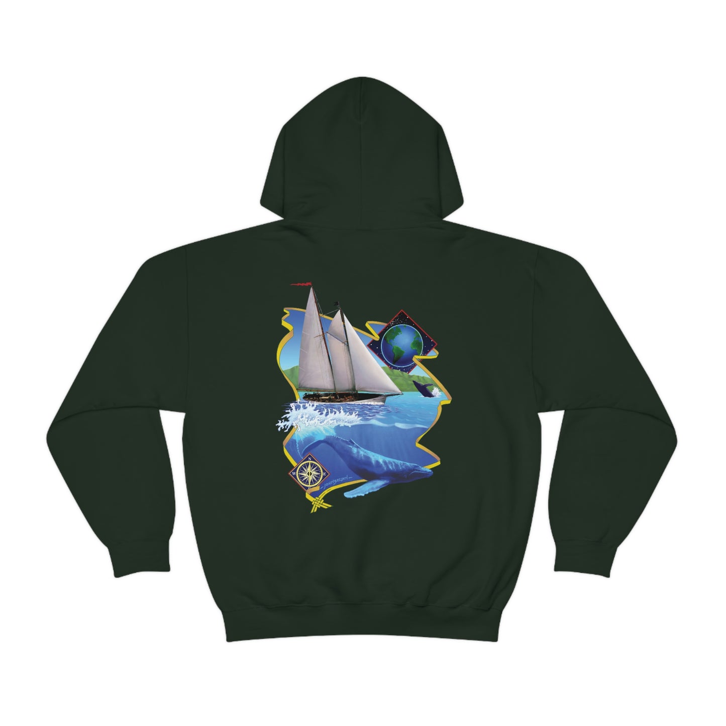 Unisex Heavy Blend™ Hooded Sweatshirt, Windswept, Mother Ocean design.