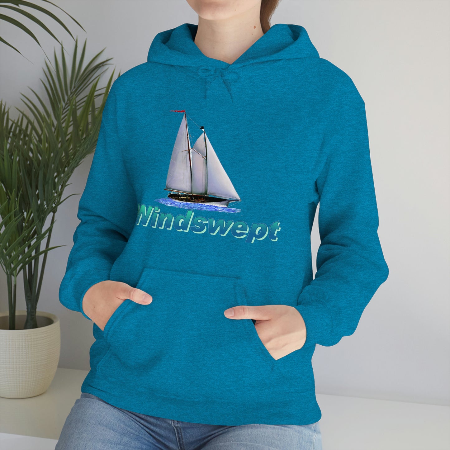 Unisex Heavy Blend™ Hooded Sweatshirt, Windswept, Mother Ocean design.