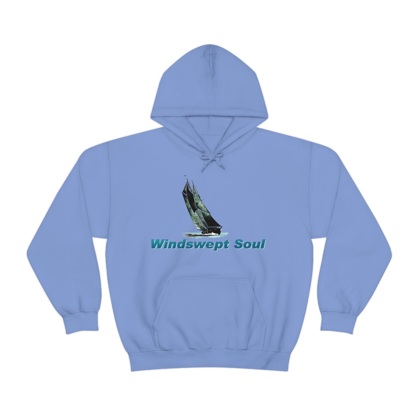 Unisex Heavy Blend™ Hooded Sweatshirt, Windswept Soul, Bluenose Sailboat.