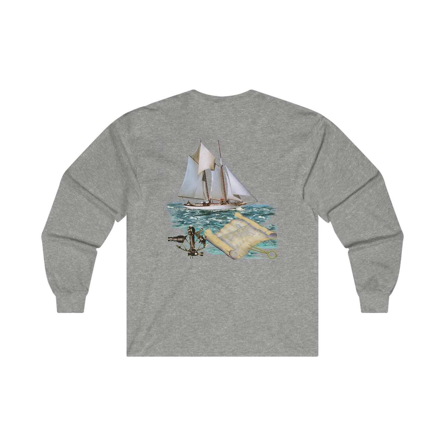 Ultra Cotton Long Sleeve Tee, W.H. Aubrey Sailboat. By John Ryerson Bredin
