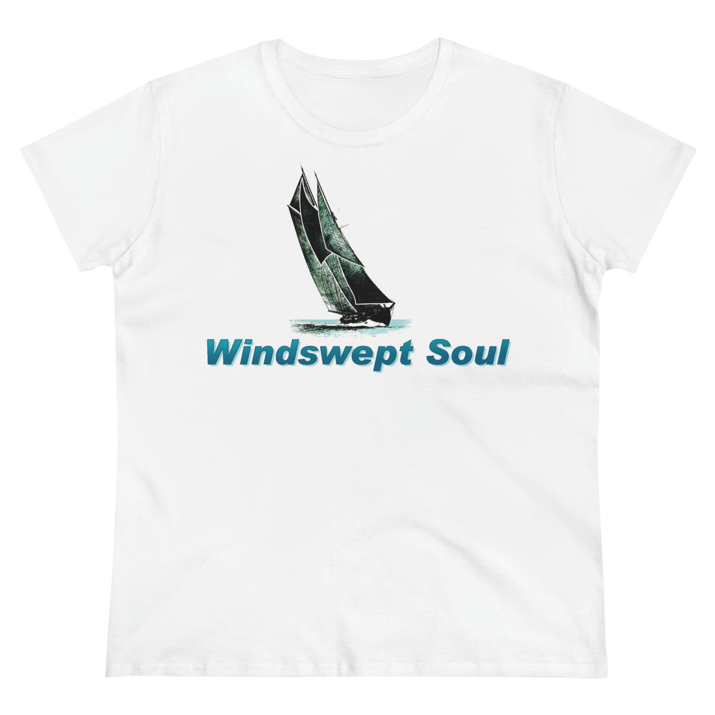 Windswept Soult, Bluenose sailboat, Women's Midweight Cotton Tee