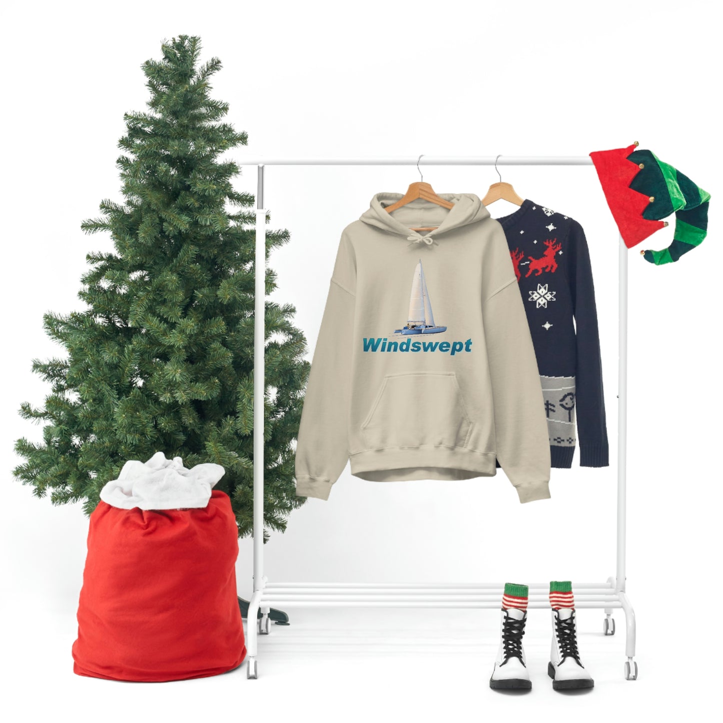 Unisex Heavy Blend™ Hooded Sweatshirt, Windswept, Sister Whisper Trimaran. Artwork by John Ryerson Bredin