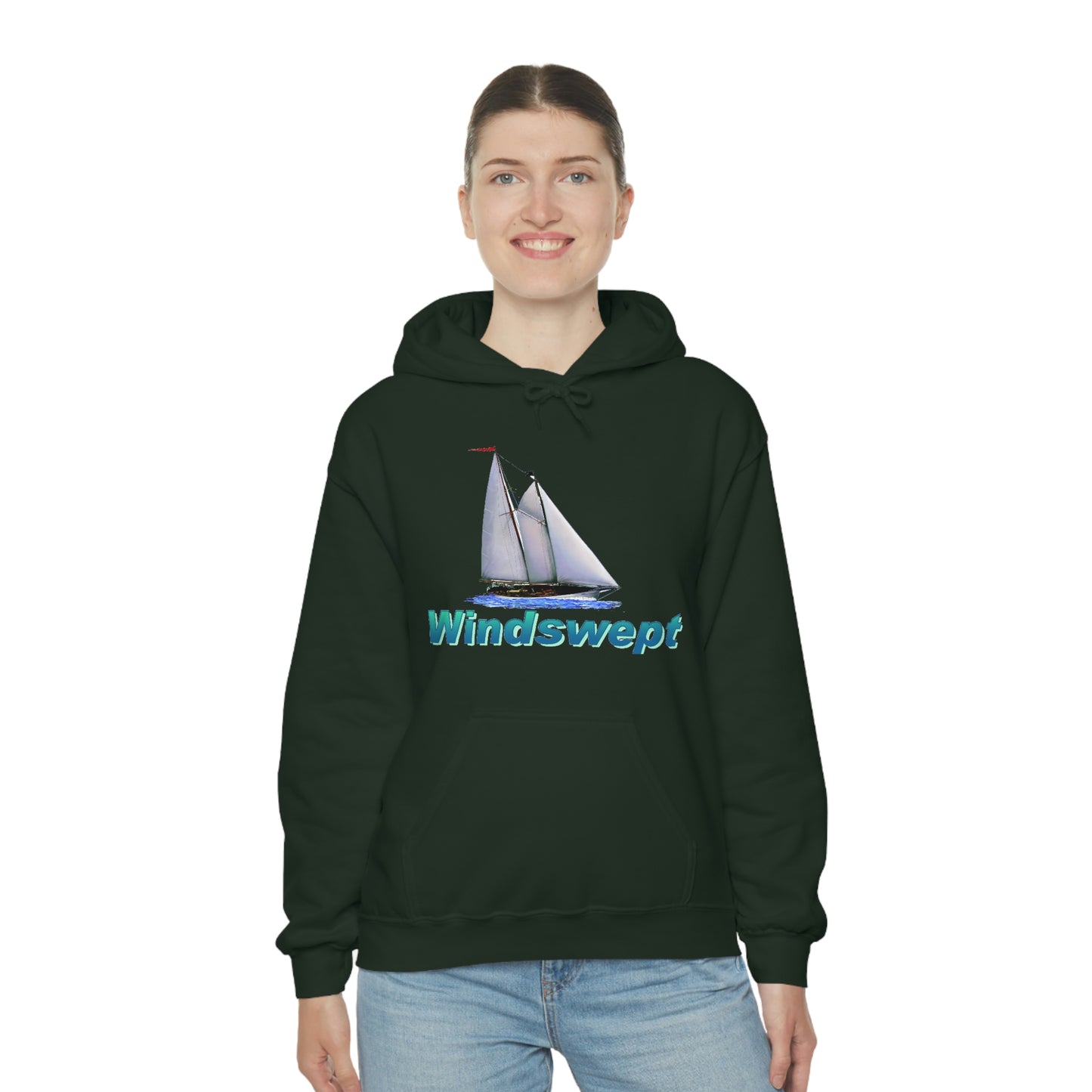 Unisex Heavy Blend™ Hooded Sweatshirt, Windswept, Mother Ocean design.
