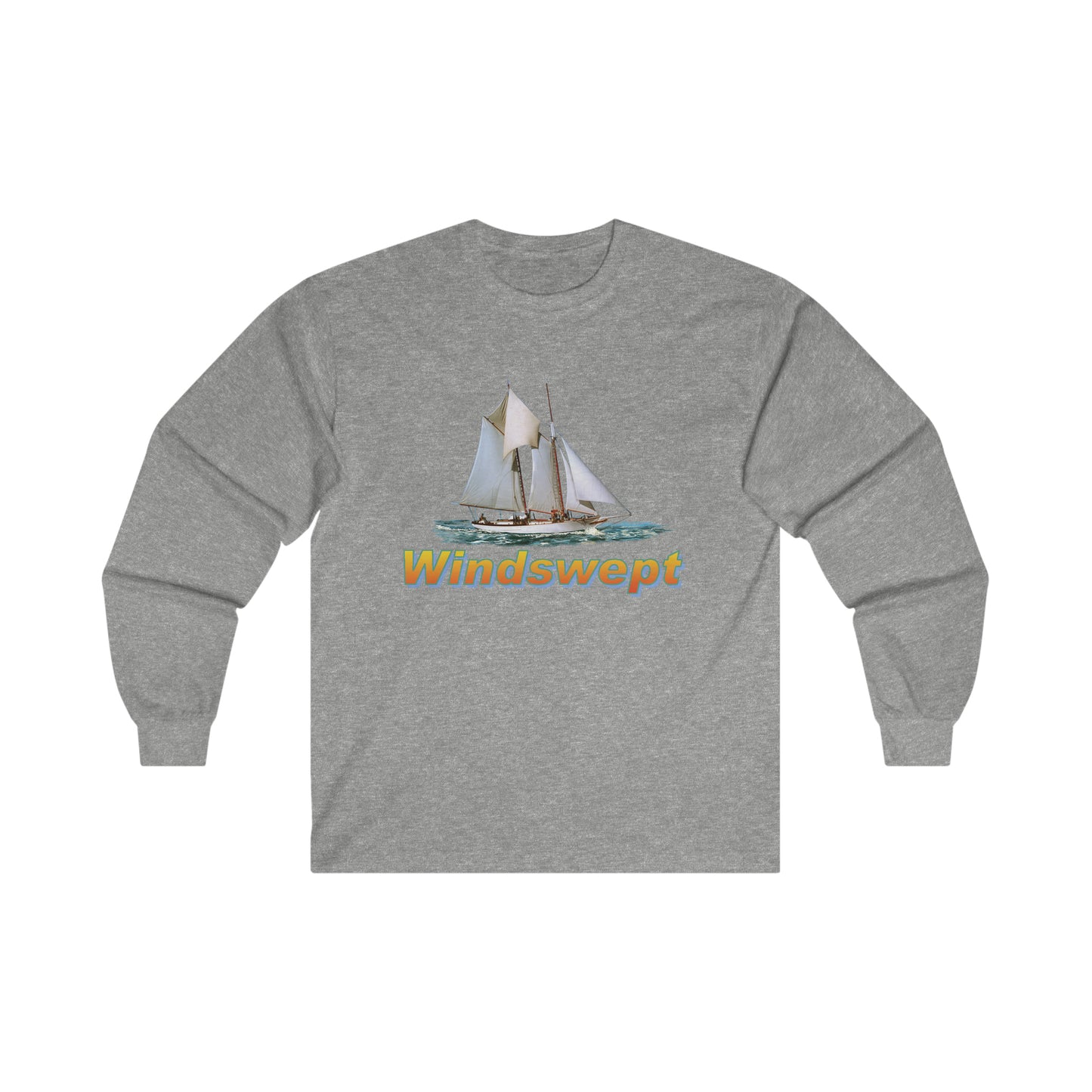 Ultra Cotton Long Sleeve Tee, W.H. Aubrey Sailboat. By John Ryerson Bredin