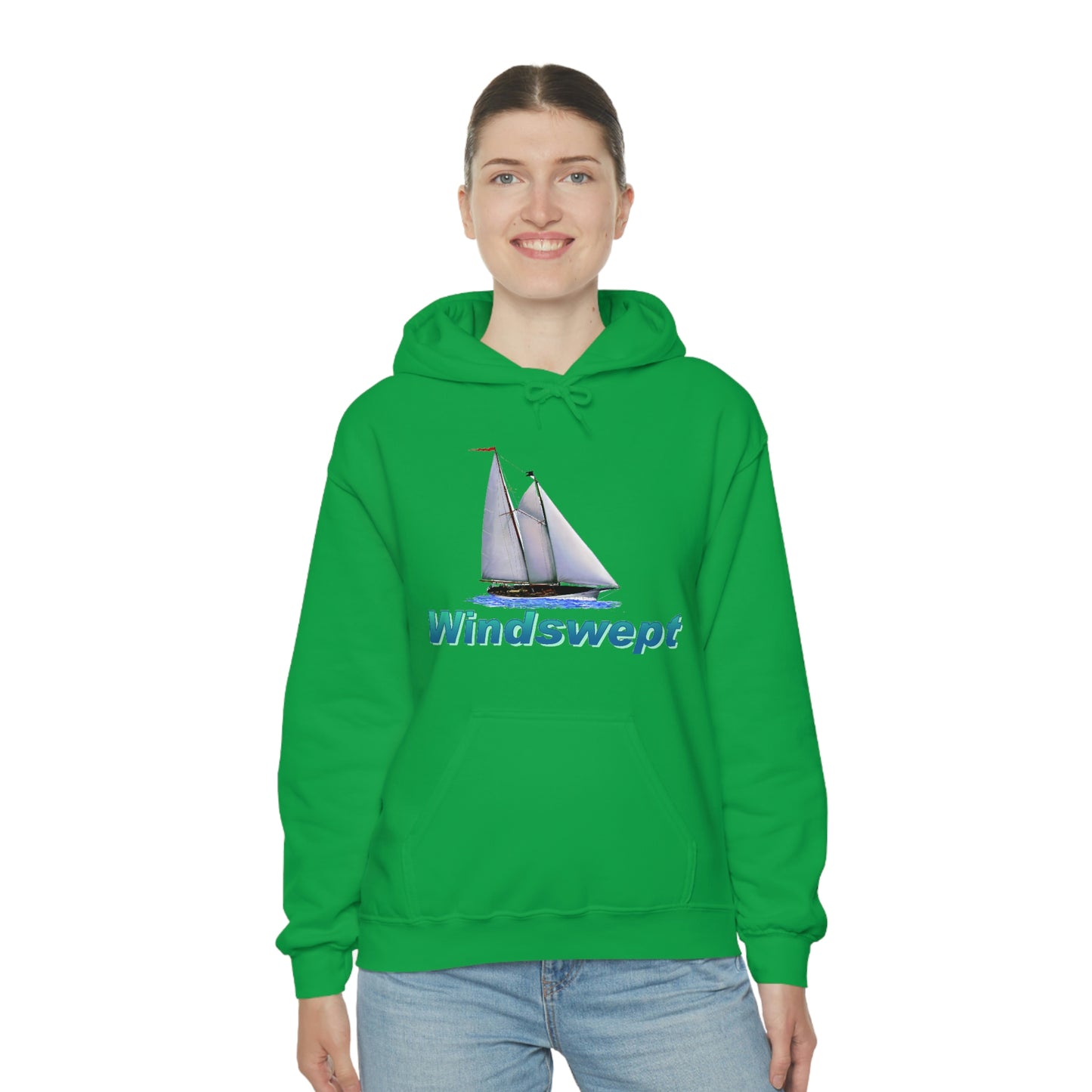 Unisex Heavy Blend™ Hooded Sweatshirt, Windswept, Mother Ocean design.