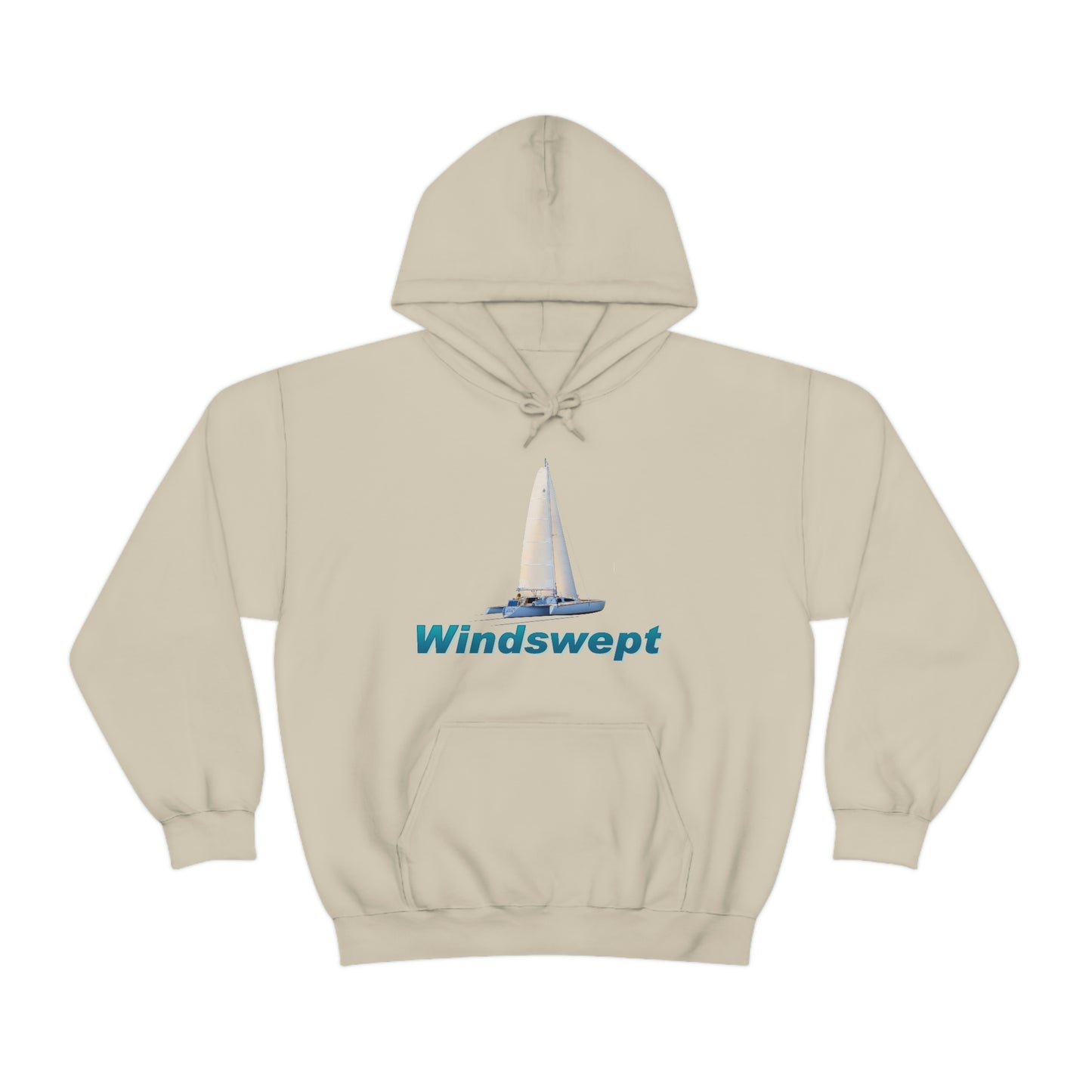 Unisex Heavy Blend™ Hooded Sweatshirt, Windswept, Sister Whisper Trimaran. Artwork by John Ryerson Bredin