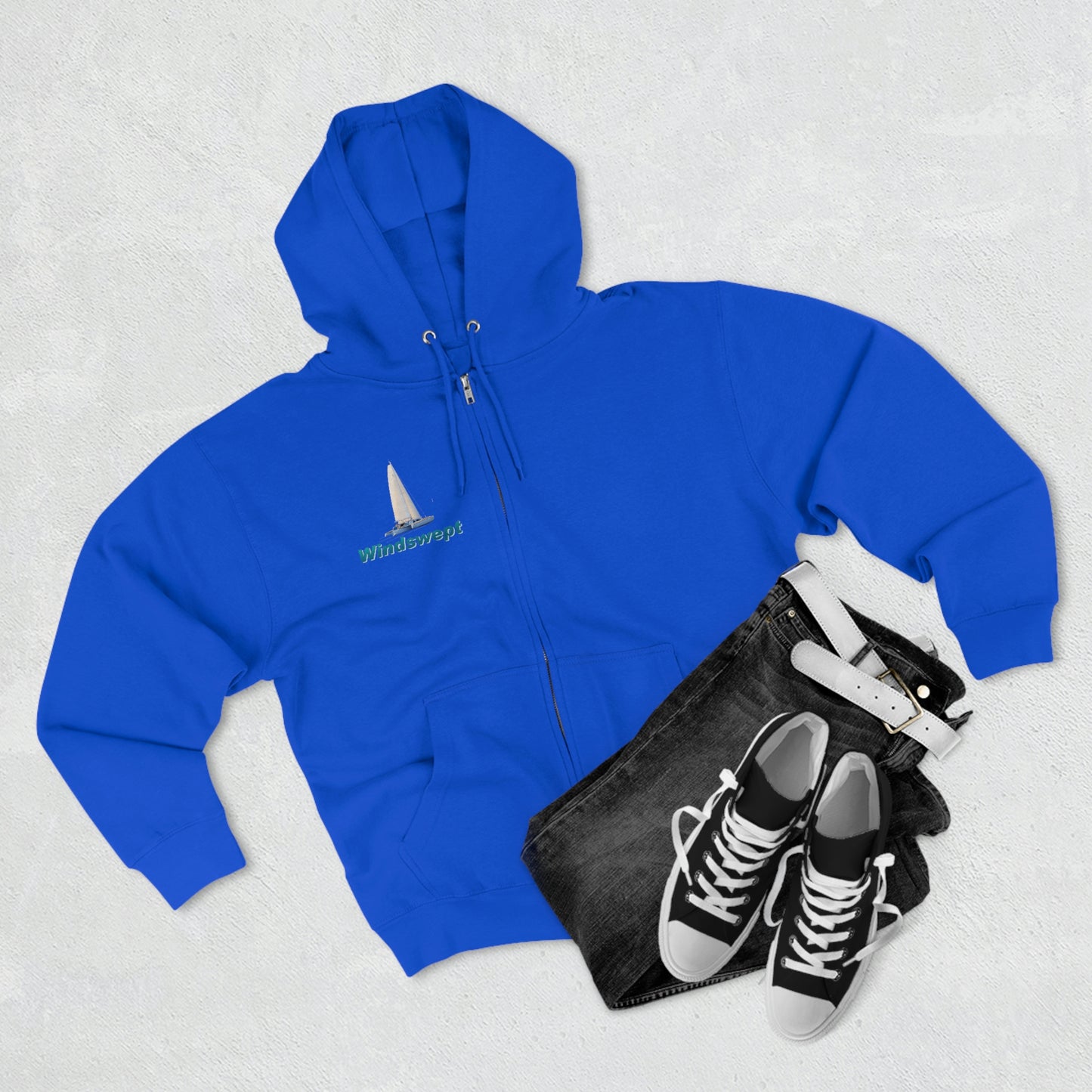 Unisex Premium Full Zip Hoodie, Sister Whisper graphic by John Ryerson Bredin