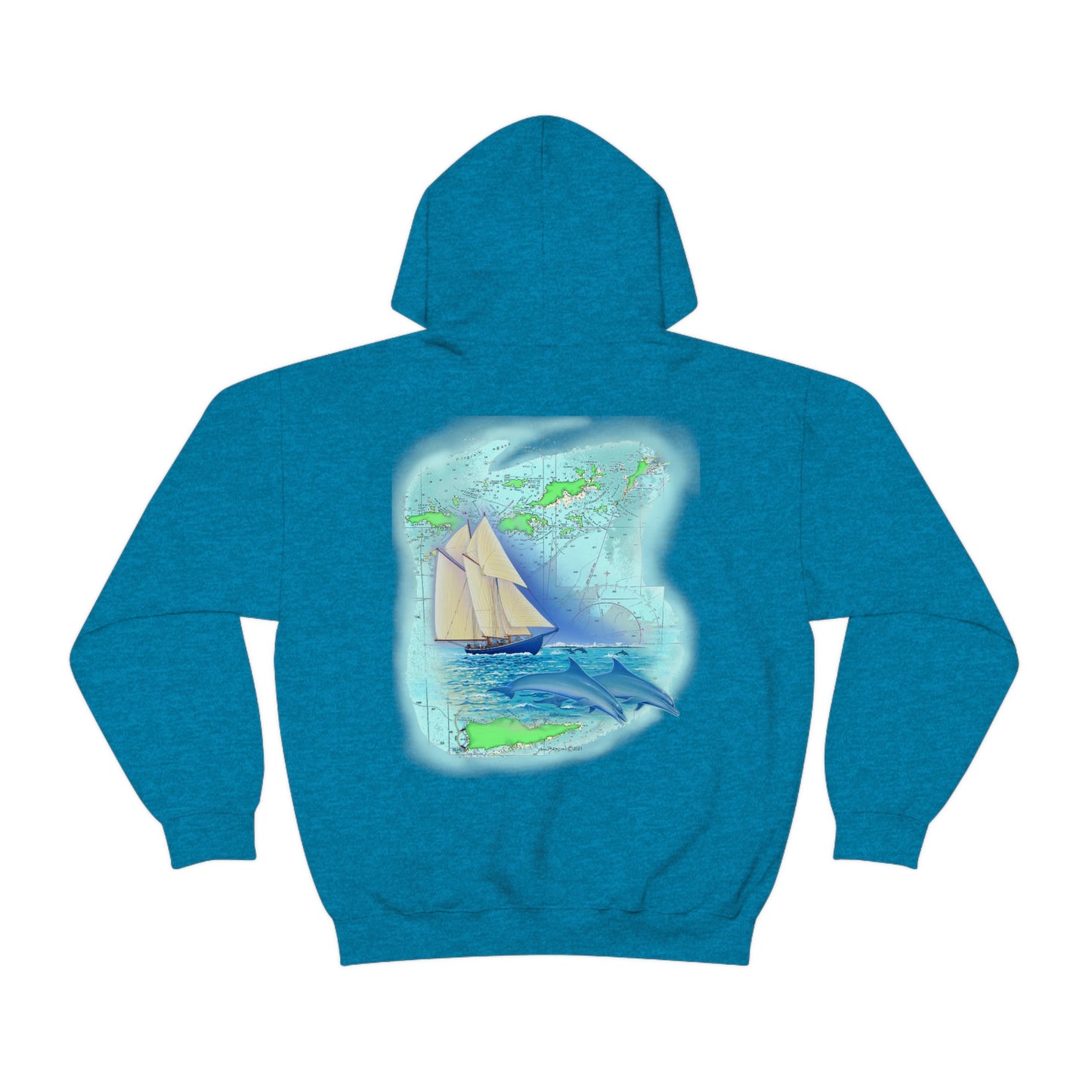 Unisex Heavy Blend™ Hooded Sweatshirt, Windswept Soul, Bluenose Sailboat.