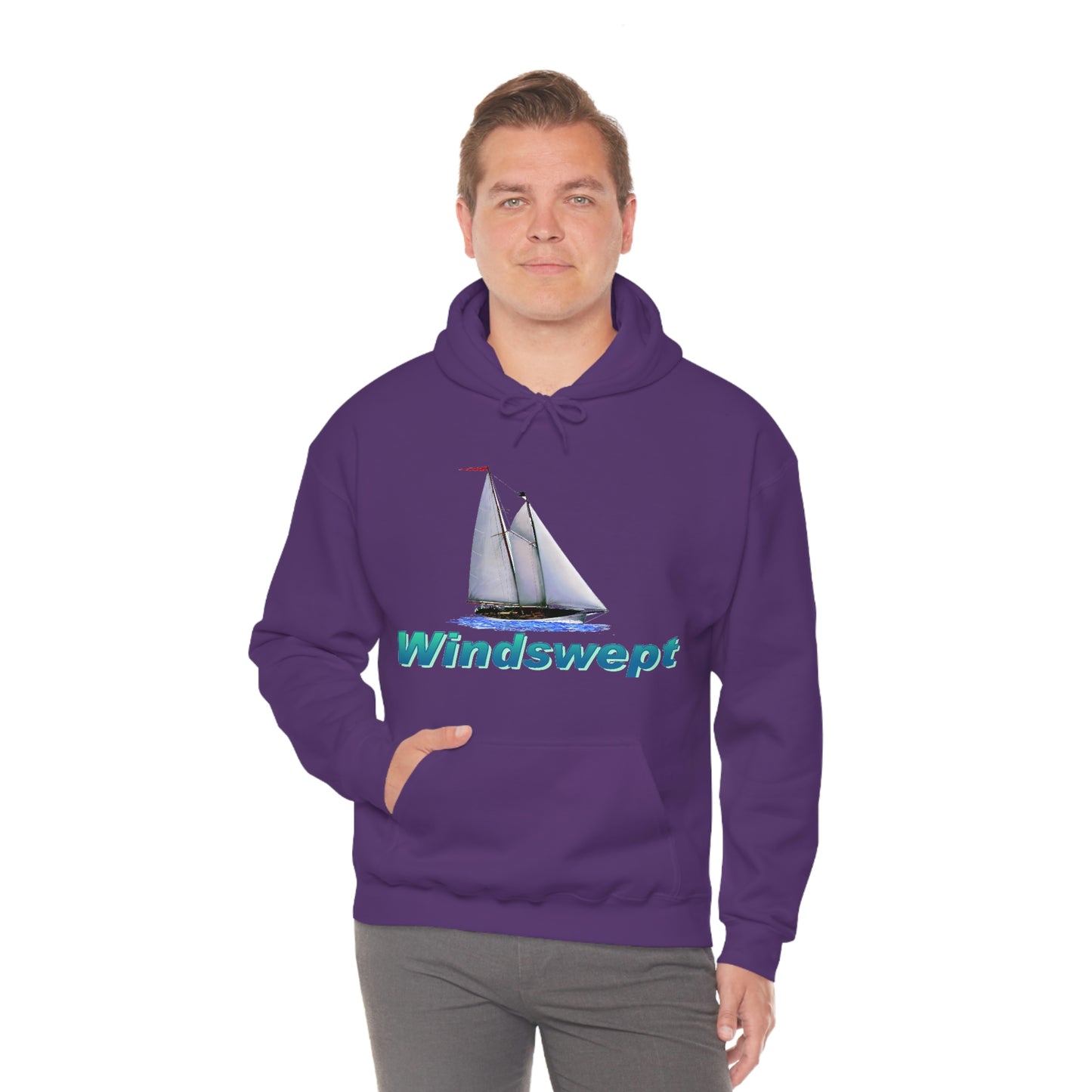 Unisex Heavy Blend™ Hooded Sweatshirt, Windswept, Mother Ocean design.