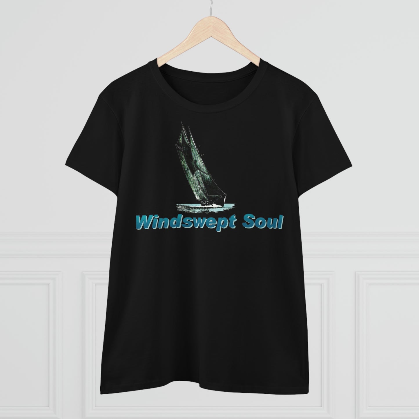 Windswept Soult, Bluenose sailboat, Women's Midweight Cotton Tee