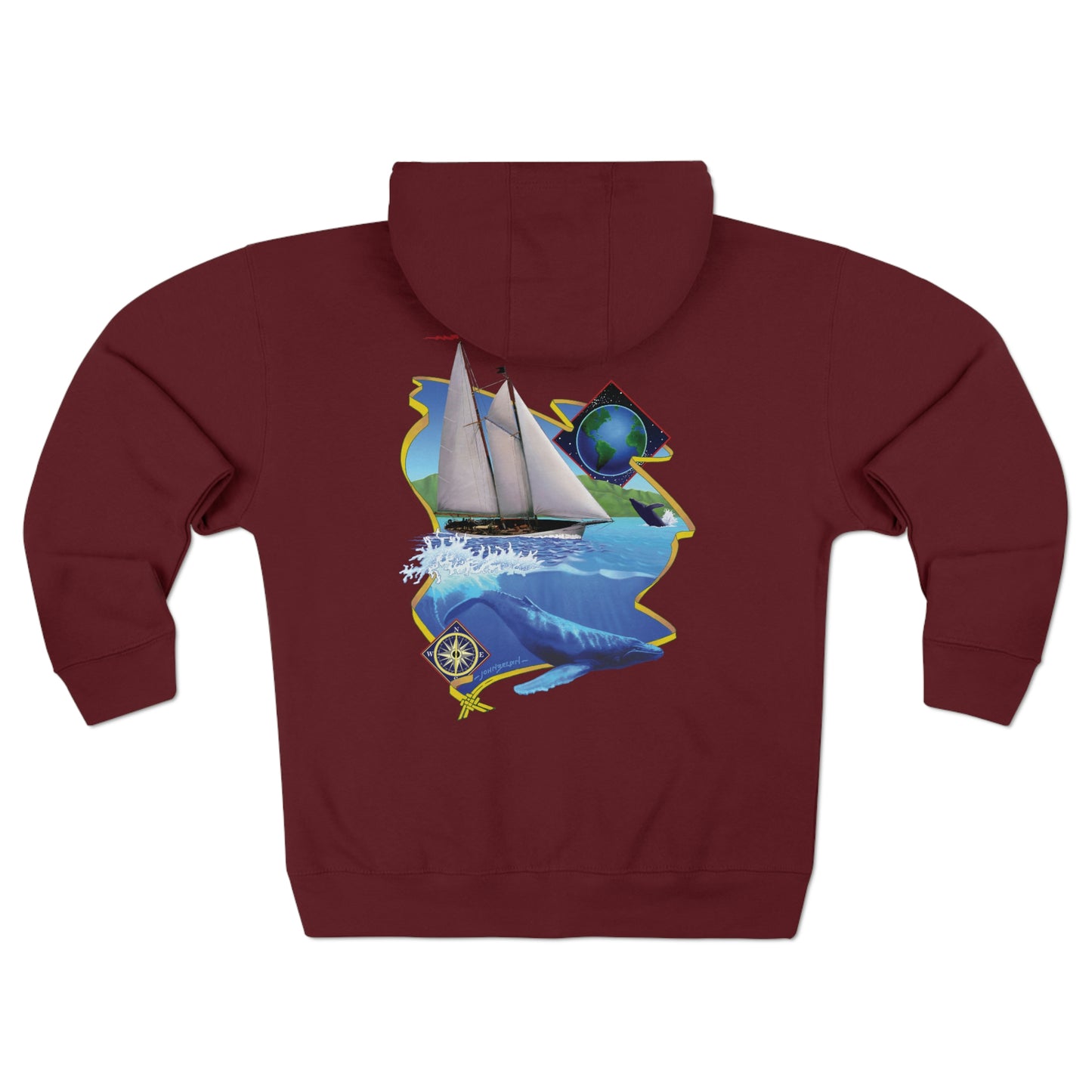 Unisex Premium Full Zip Hoodie, Mother Ocean graphic by John Ryerson Bredin