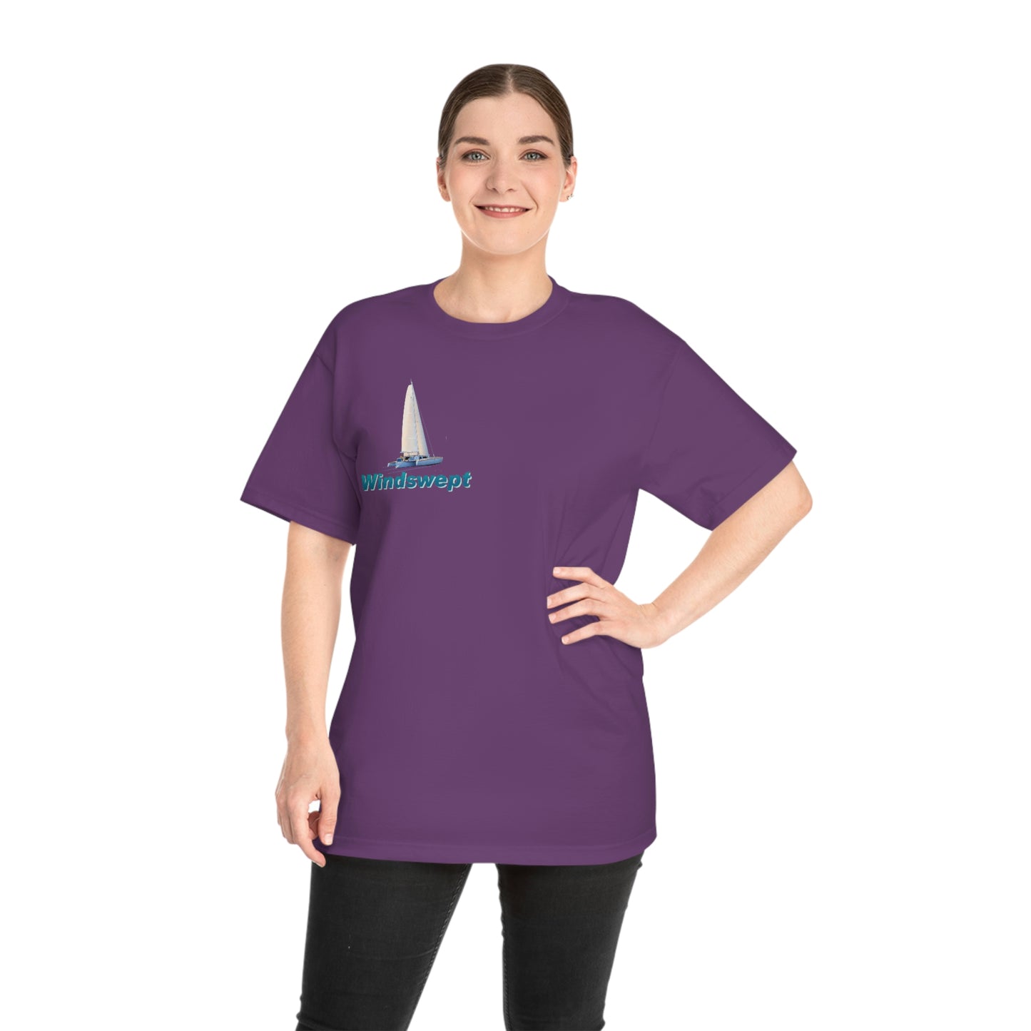 Windswept T-Shirt, Sister Whisper Trimaran. Unisex Hammer™ T-shirt. Artwork by John Ryerson Bredin.