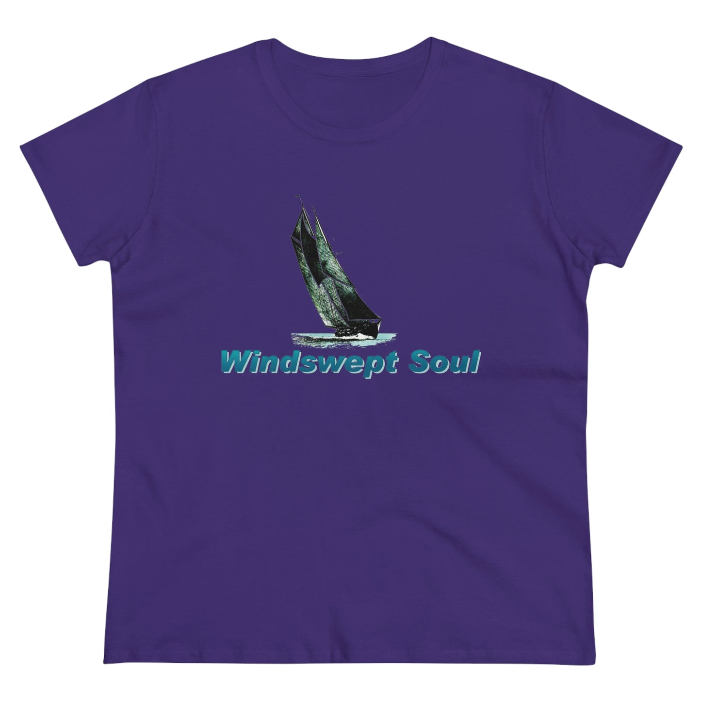 Women's Midweight Cotton Tee, Windswept Soul, Bluenose Sailboat