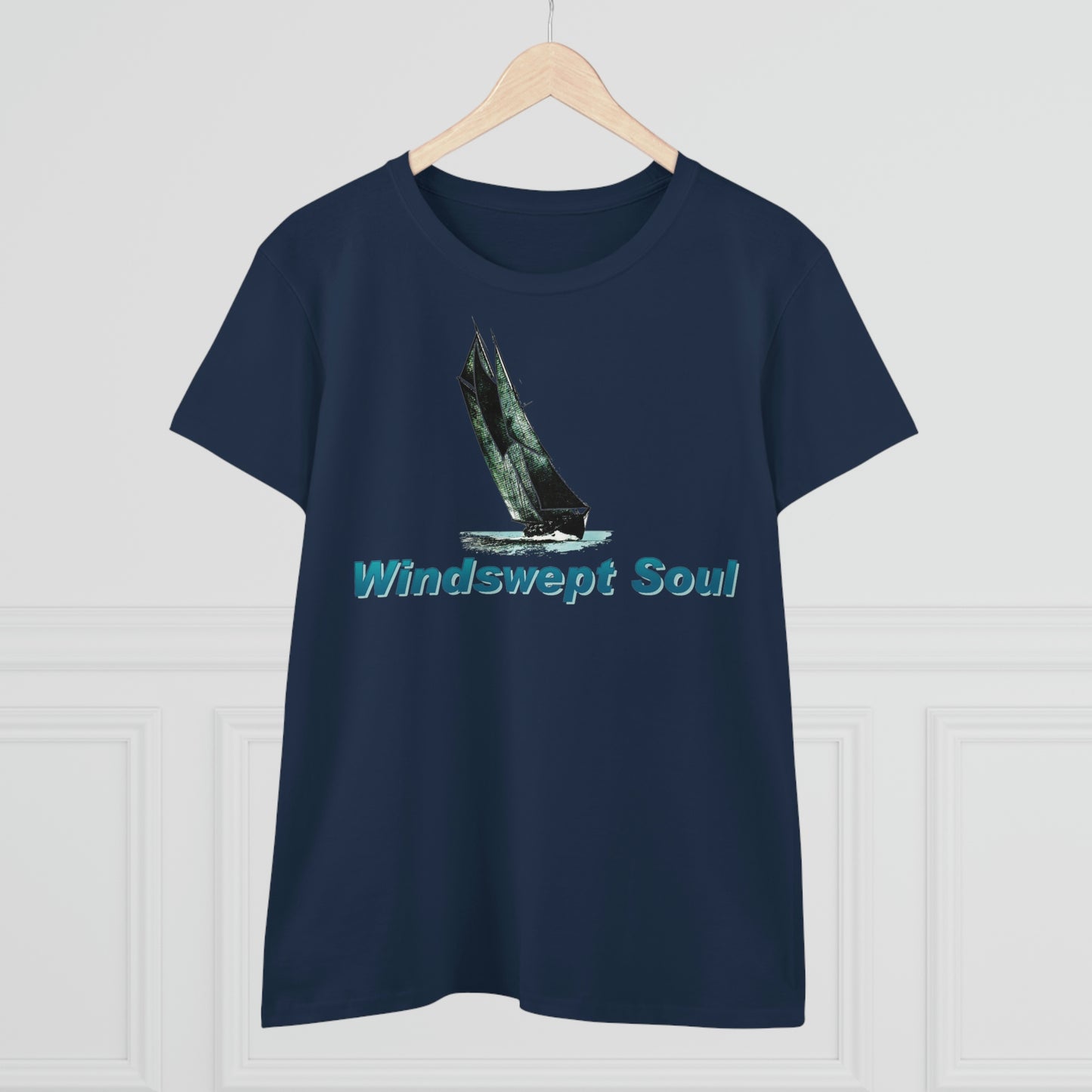 Windswept Soult, Bluenose sailboat, Women's Midweight Cotton Tee