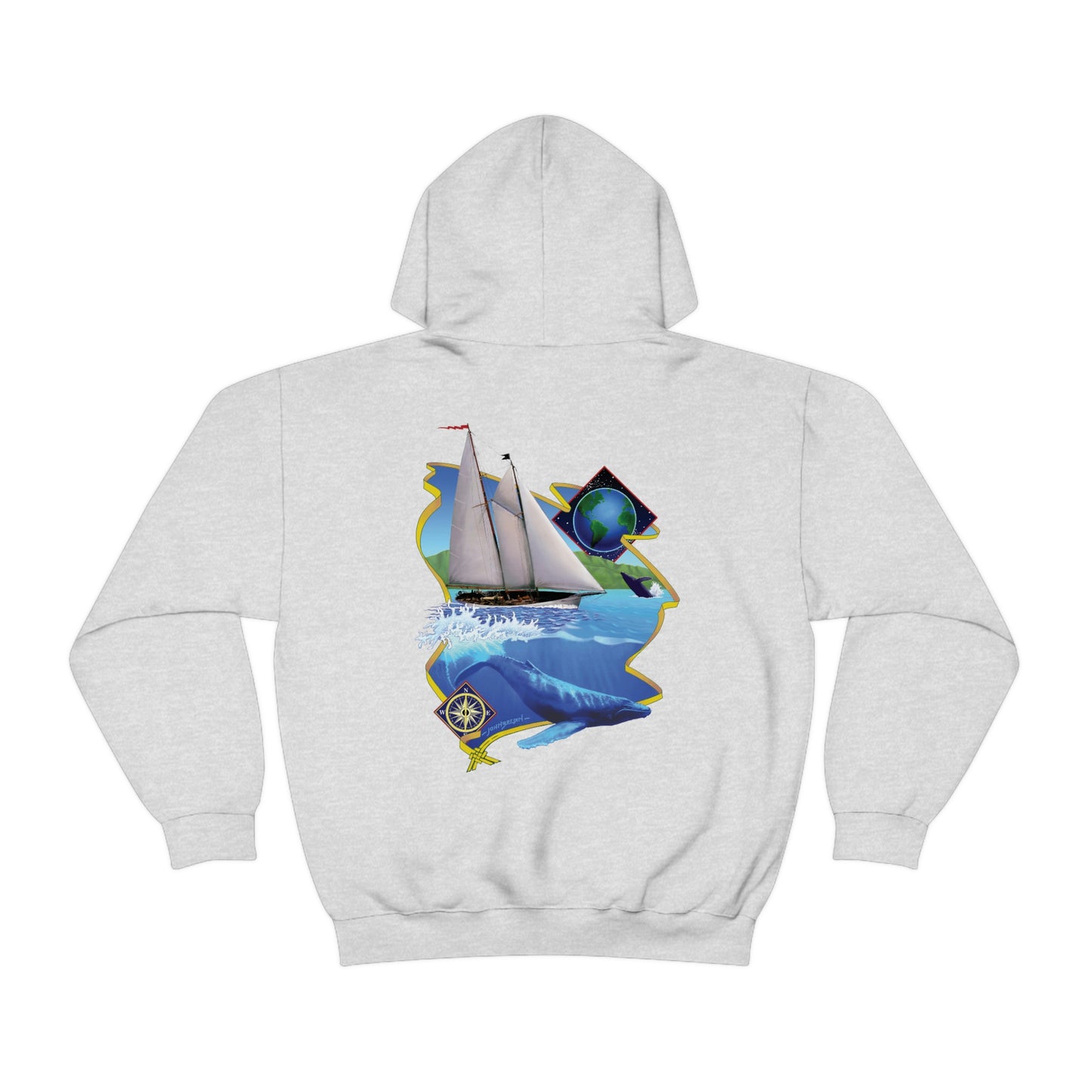 Unisex Heavy Blend™ Hooded Sweatshirt, Windswept, Mother Ocean design.