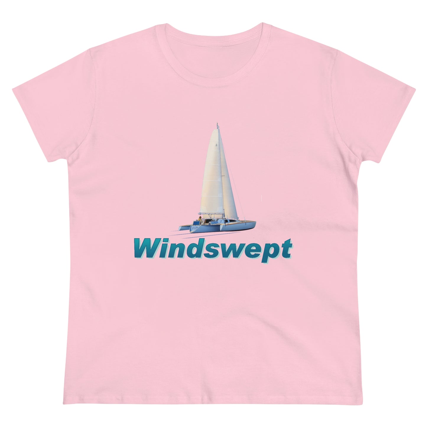 Women's Midweight Cotton Tee, Windswept, Sister Whisper Trimaran.