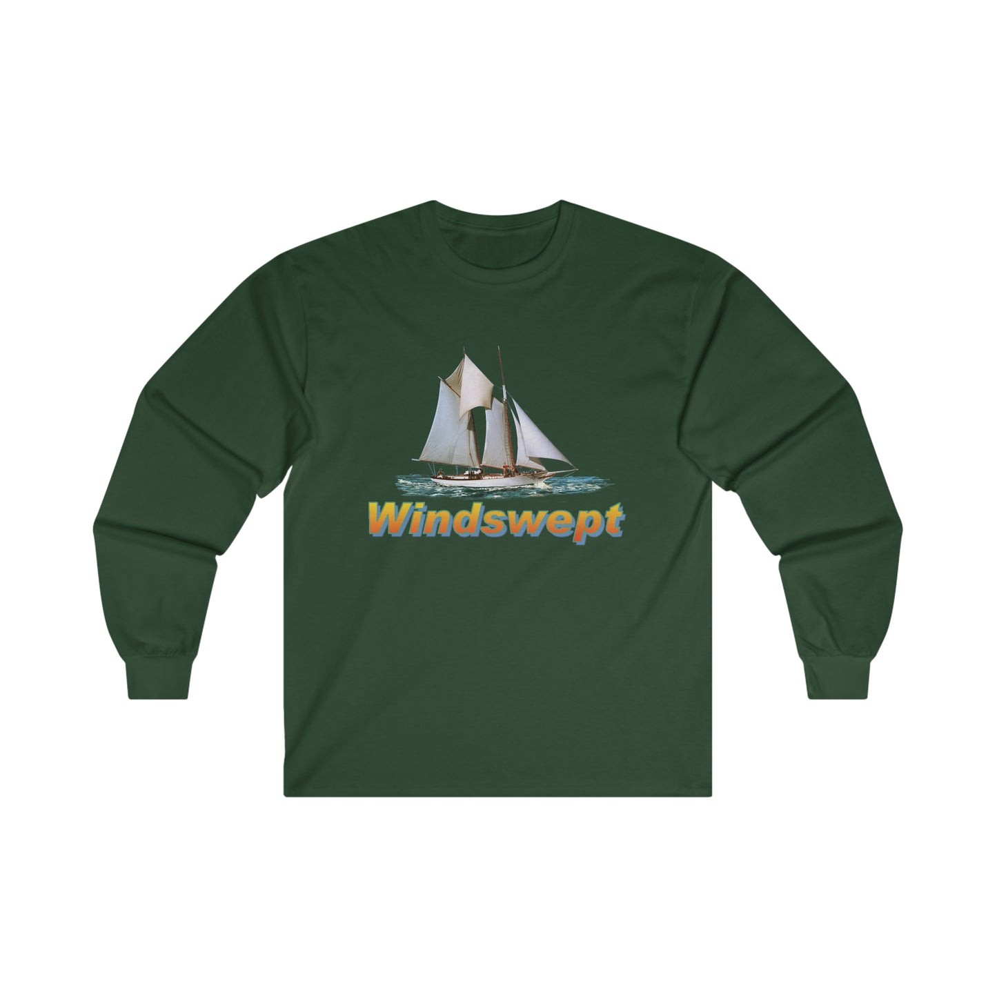Ultra Cotton Long Sleeve Tee, W.H. Aubrey Sailboat. By John Ryerson Bredin