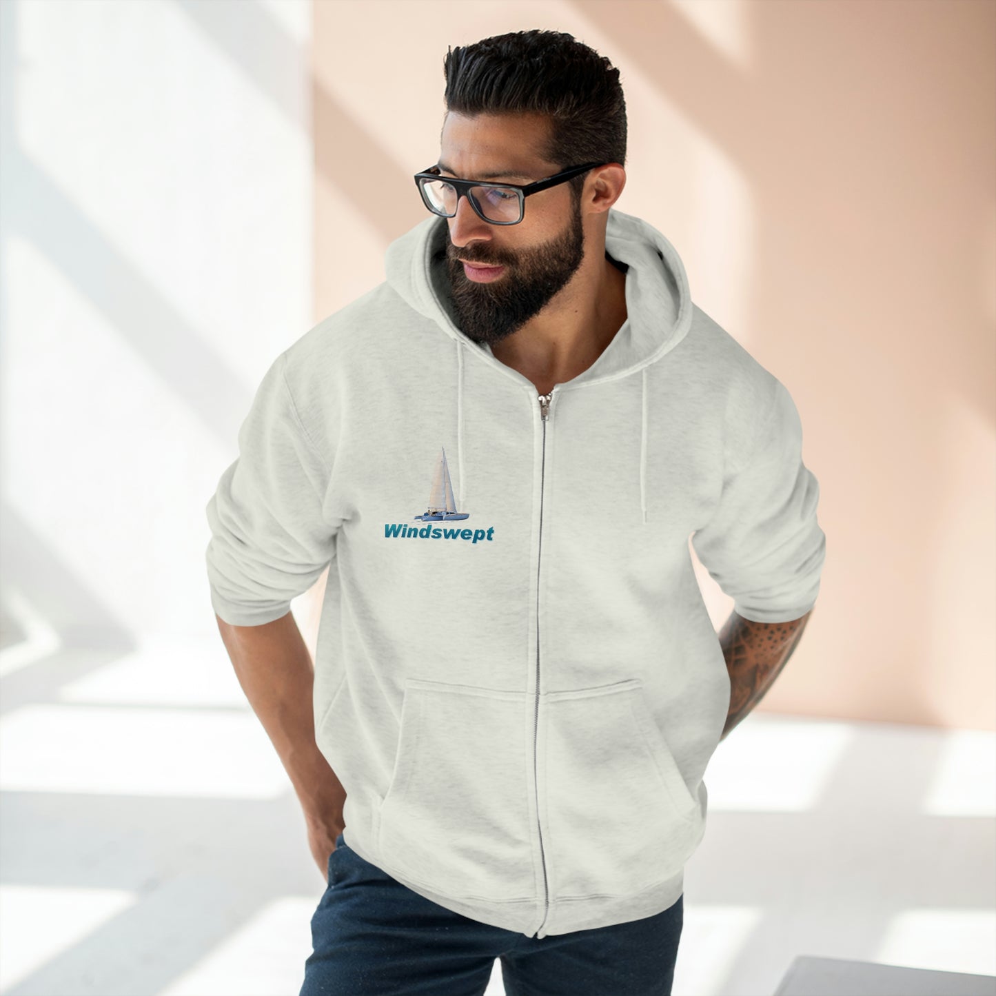 Unisex Premium Full Zip Hoodie, Sister Whisper graphic by John Ryerson Bredin