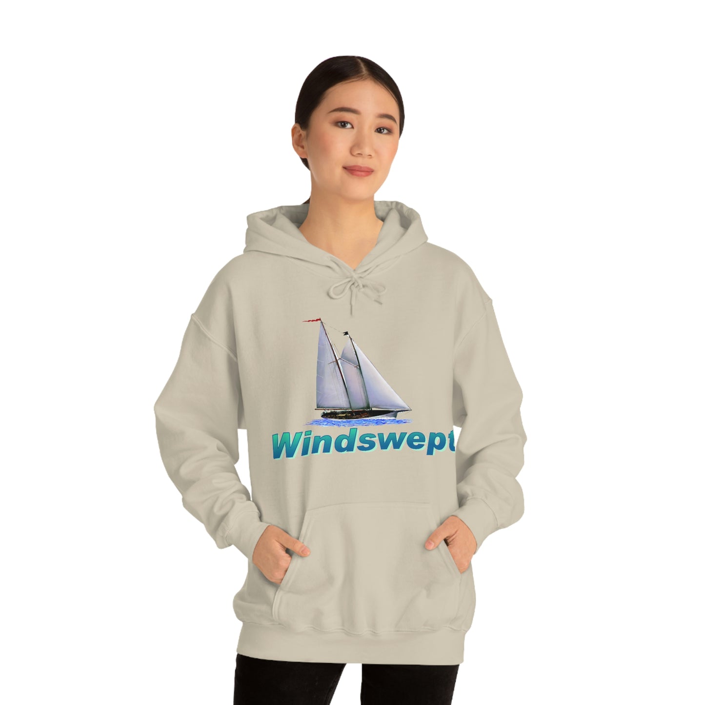 Unisex Heavy Blend™ Hooded Sweatshirt, Windswept, Mother Ocean design.
