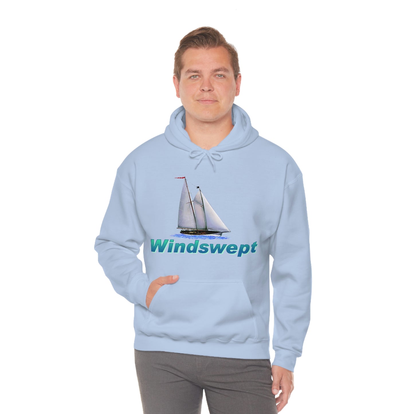 Unisex Heavy Blend™ Hooded Sweatshirt, Windswept, Mother Ocean design.