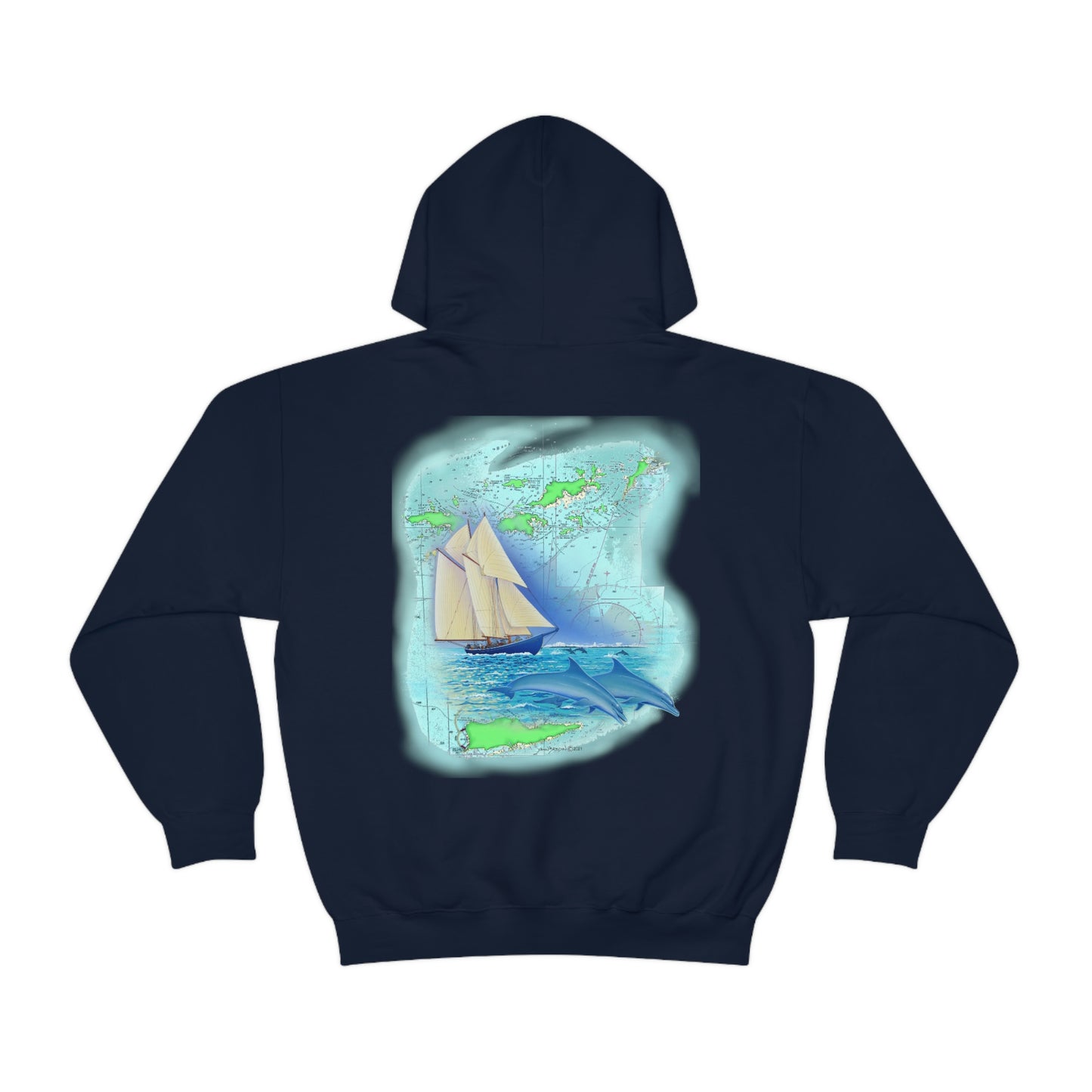 Unisex Heavy Blend™ Hooded Sweatshirt, Windswept Soul, Bluenose Sailboat.