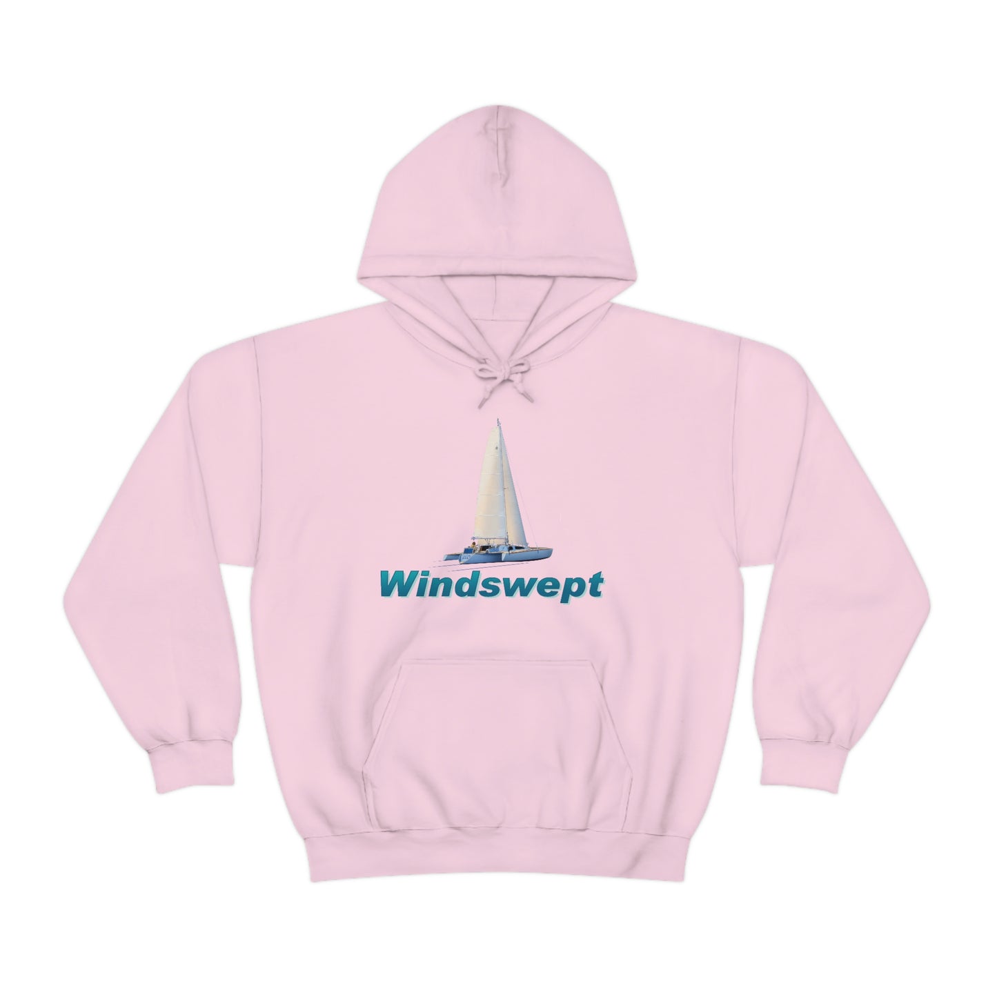 Unisex Heavy Blend™ Hooded Sweatshirt, Windswept, Sister Whisper Trimaran. Artwork by John Ryerson Bredin