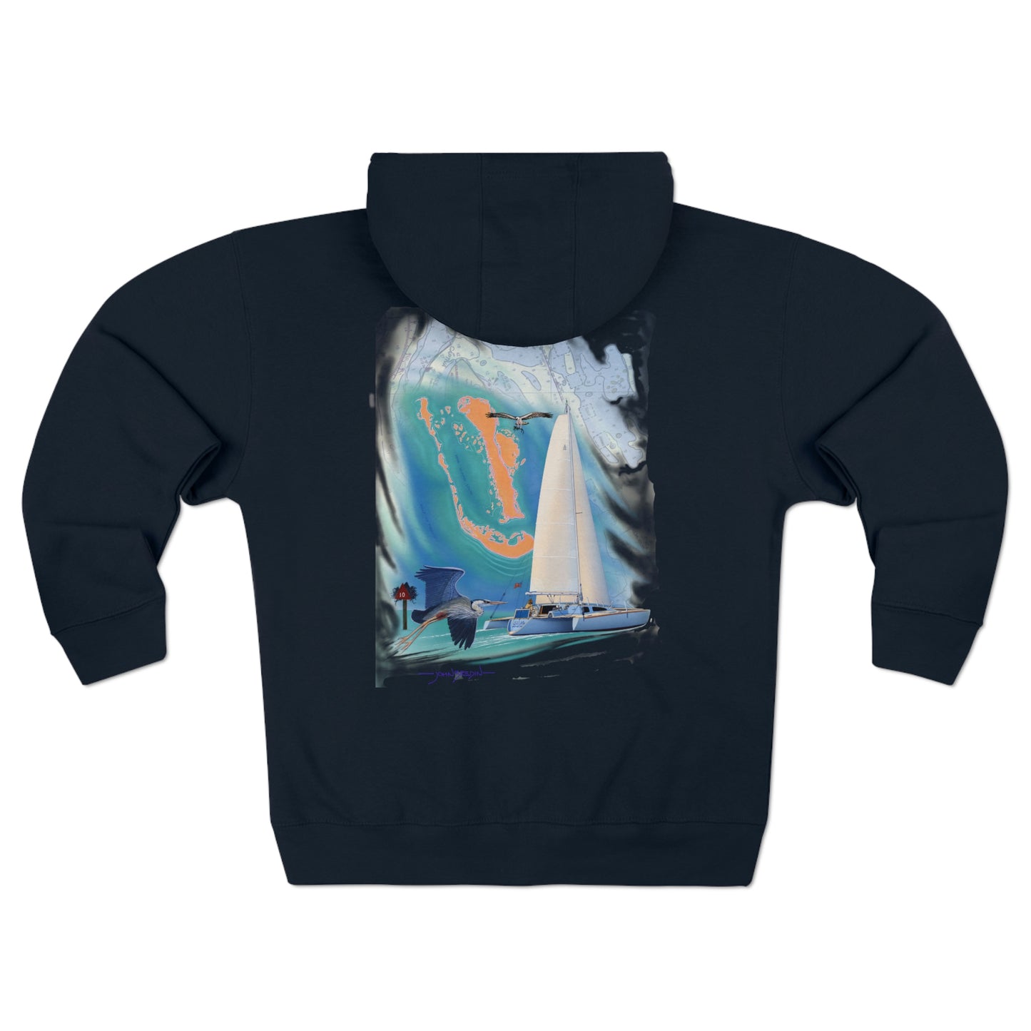 Unisex Premium Full Zip Hoodie, Sister Whisper graphic by John Ryerson Bredin