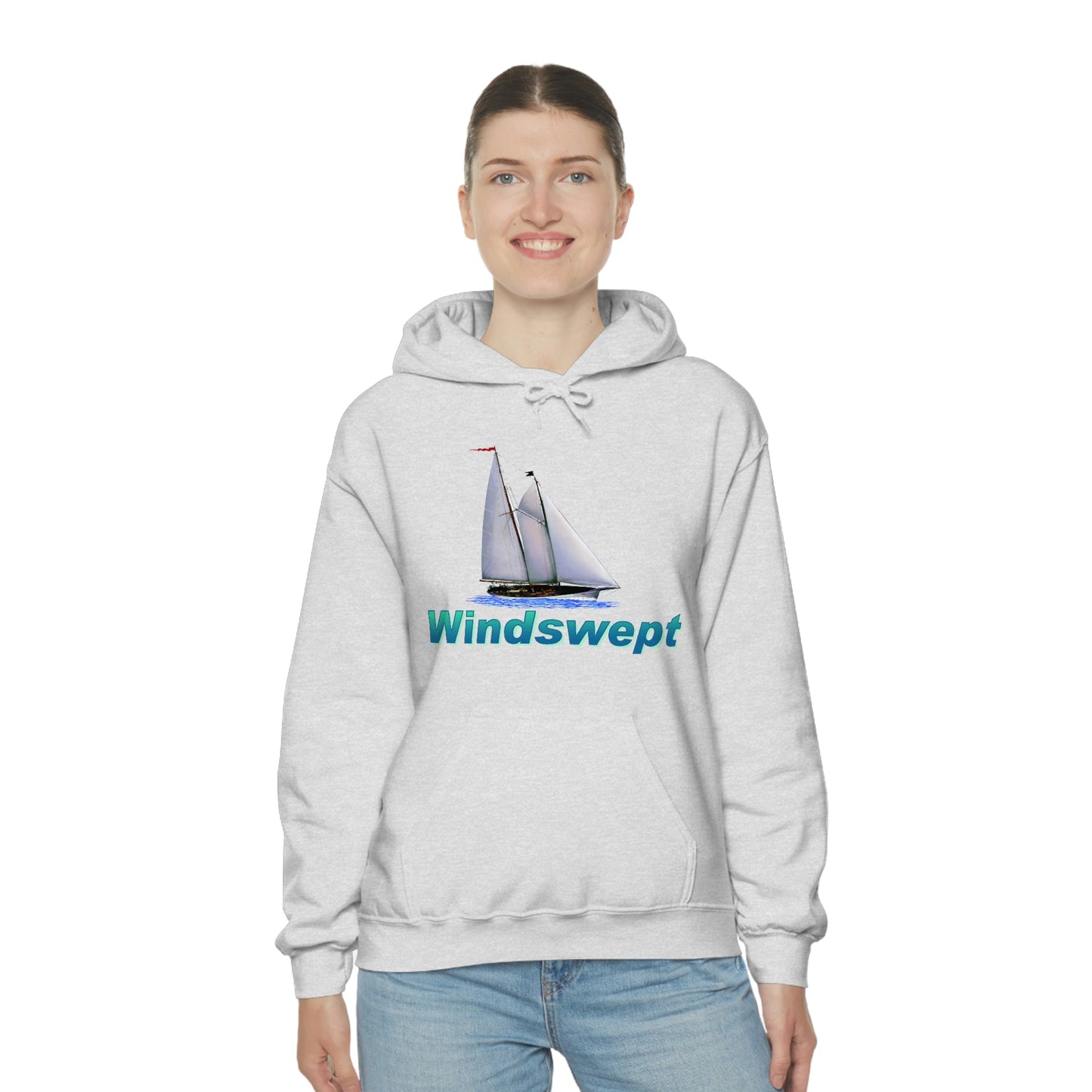 Unisex Heavy Blend™ Hooded Sweatshirt, Windswept, Mother Ocean design.