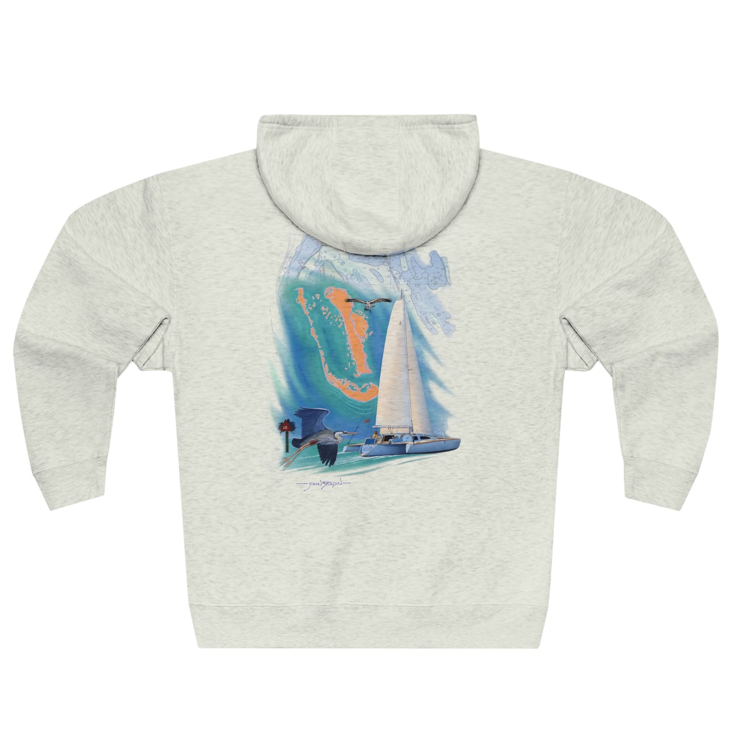 Unisex Premium Full Zip Hoodie, Sister Whisper graphic by John Ryerson Bredin
