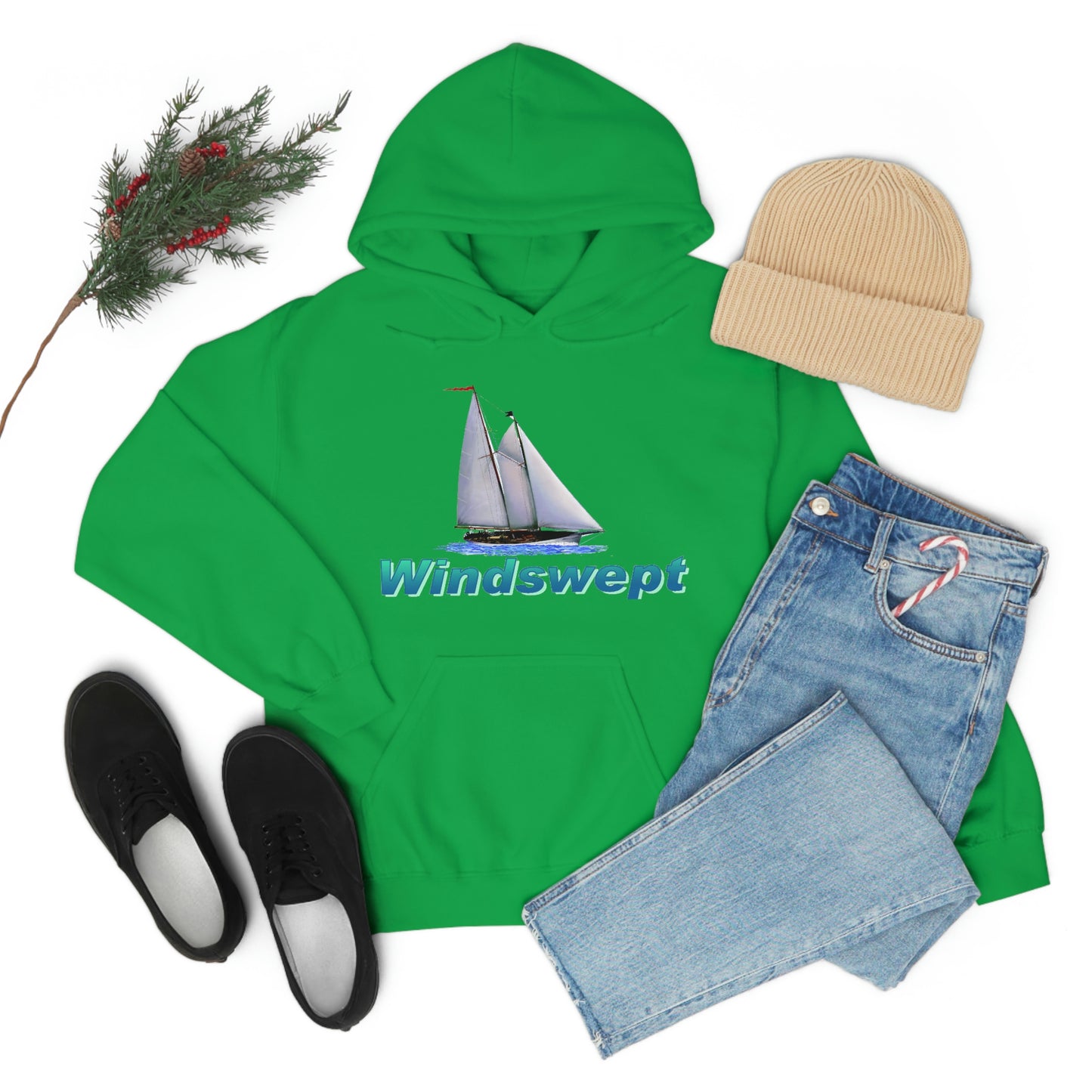 Unisex Heavy Blend™ Hooded Sweatshirt, Windswept, Mother Ocean design.