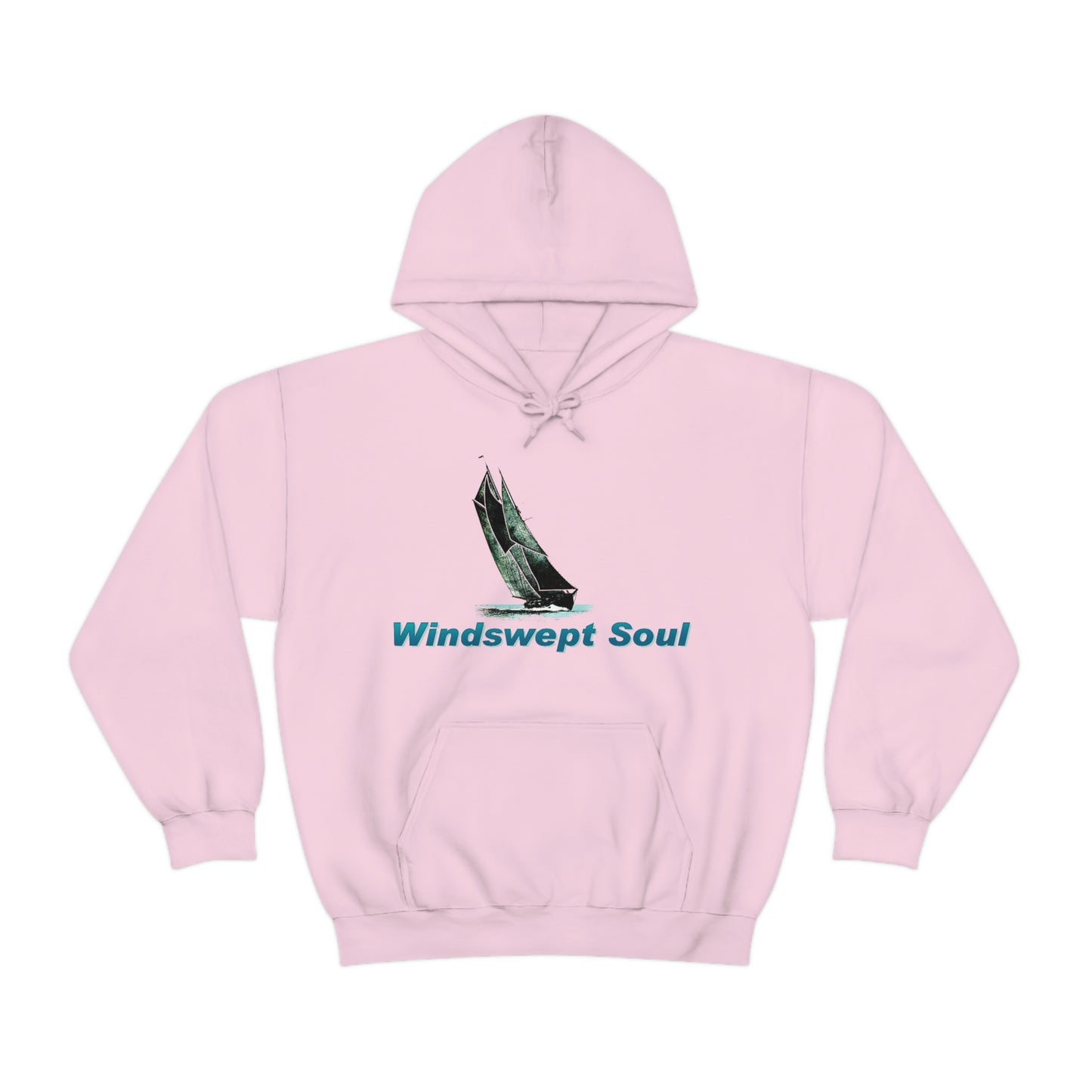 Unisex Heavy Blend™ Hooded Sweatshirt, Windswept Soul, Bluenose Sailboat.