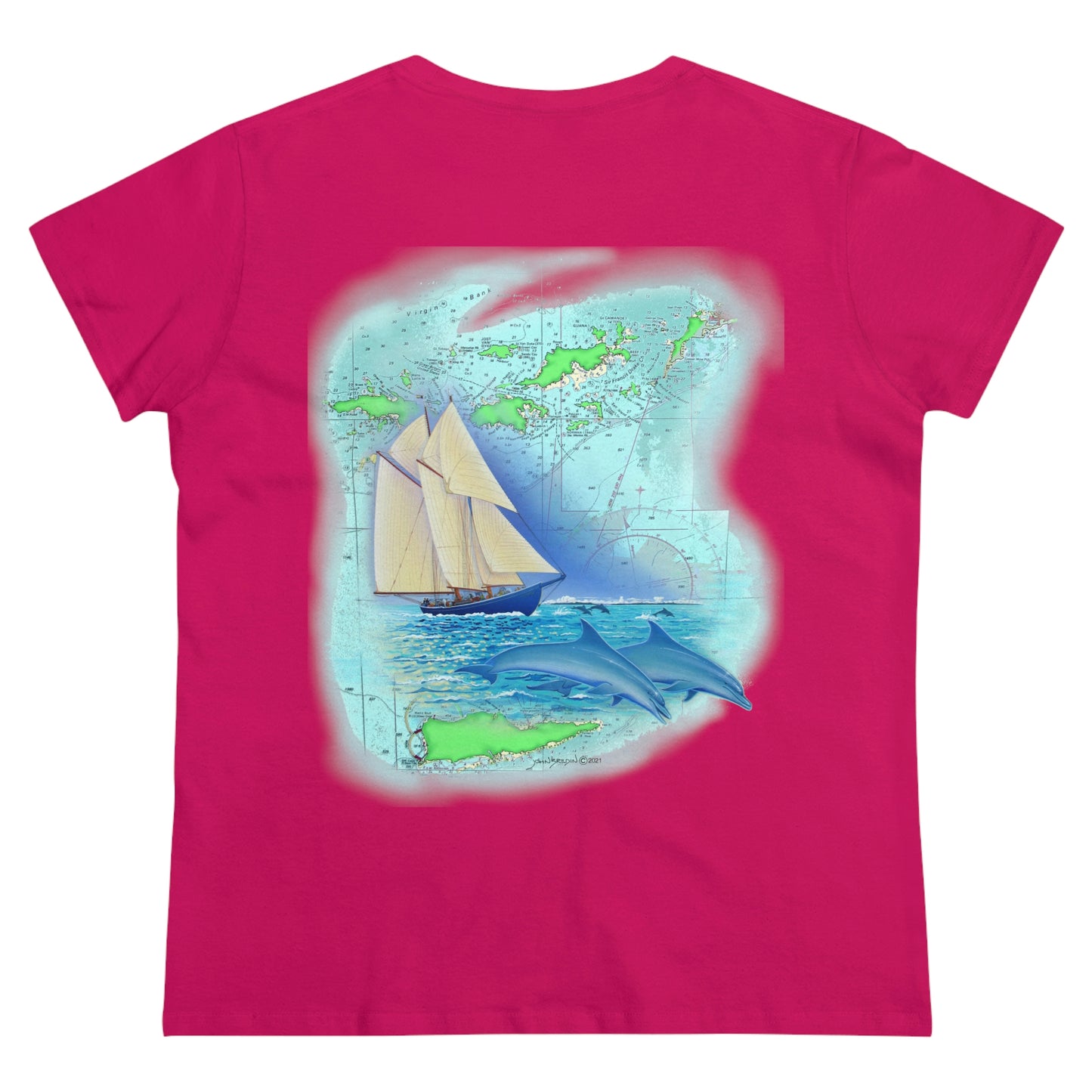Windswept Soult, Bluenose sailboat, Women's Midweight Cotton Tee