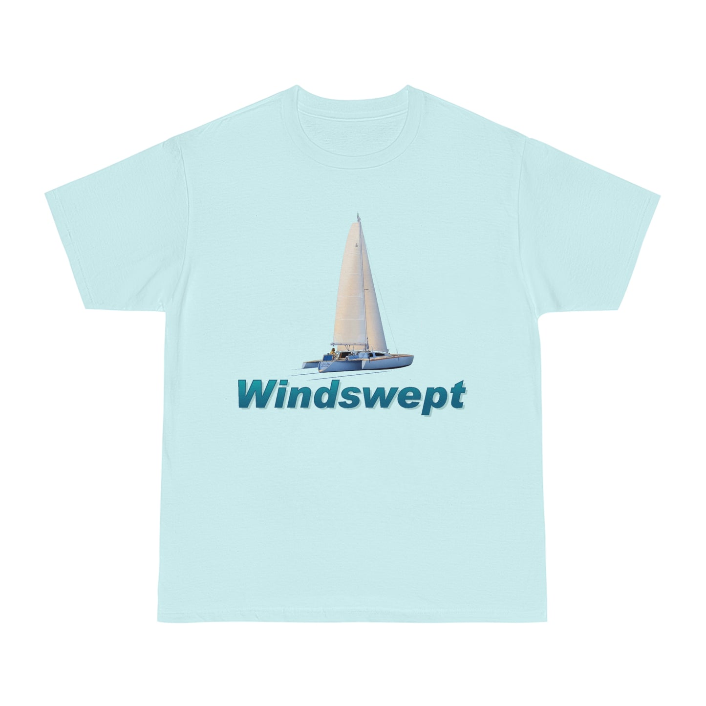 Windswept T-Shirt, Sister Whisper Trimaran. Unisex Hammer™ T-shirt. Artwork by John Ryerson Bredin.