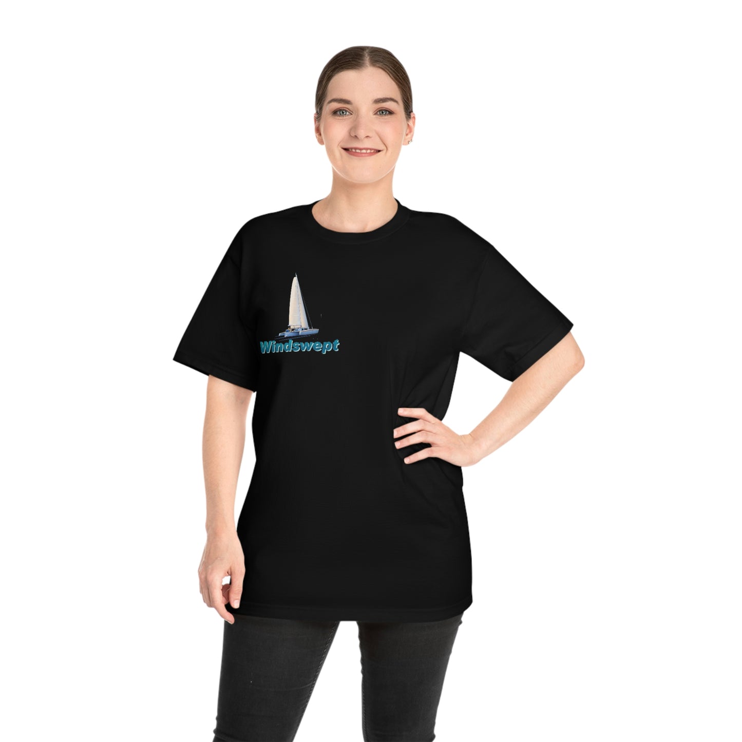 Windswept T-Shirt, Sister Whisper Trimaran. Unisex Hammer™ T-shirt. Artwork by John Ryerson Bredin.