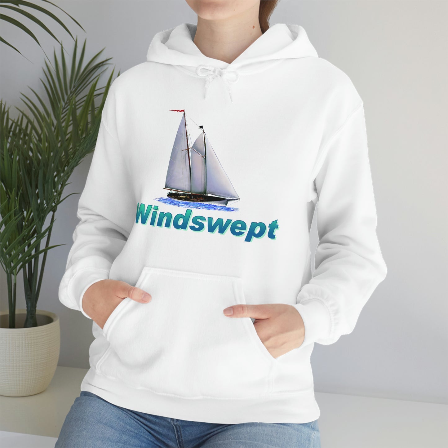 Unisex Heavy Blend™ Hooded Sweatshirt, Windswept, Mother Ocean design.
