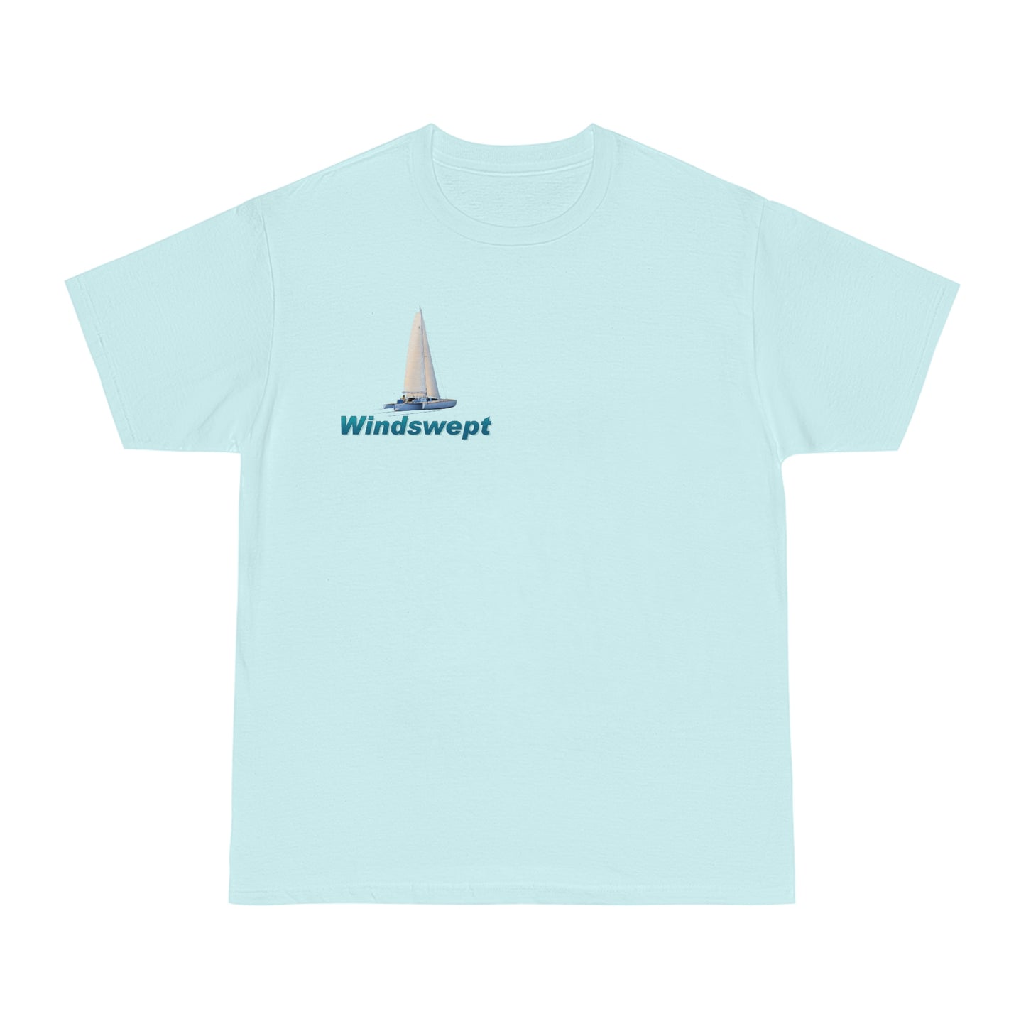 Windswept T-Shirt, Sister Whisper Trimaran. Unisex Hammer™ T-shirt. Artwork by John Ryerson Bredin.