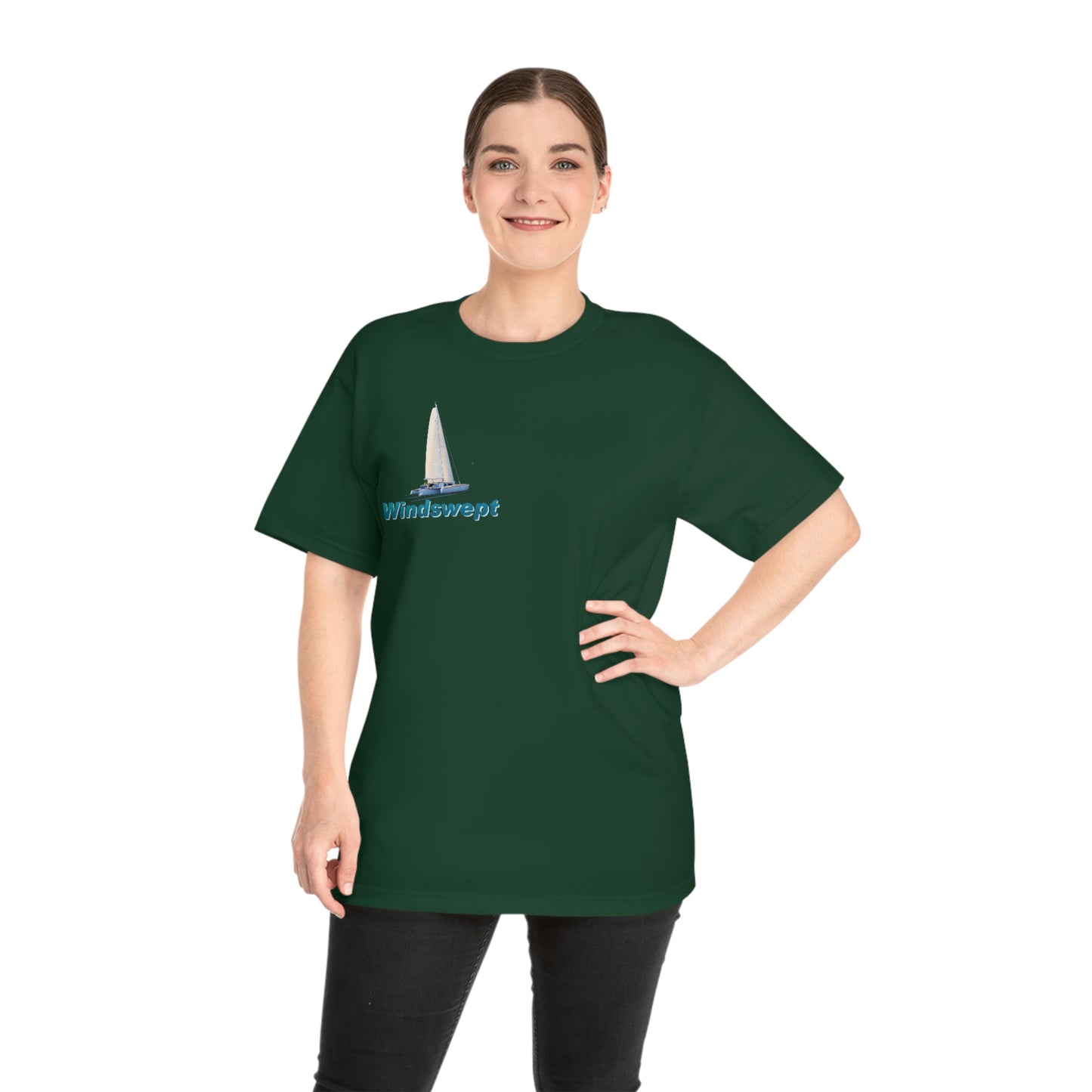 Windswept T-Shirt, Sister Whisper Trimaran. Unisex Hammer™ T-shirt. Artwork by John Ryerson Bredin.