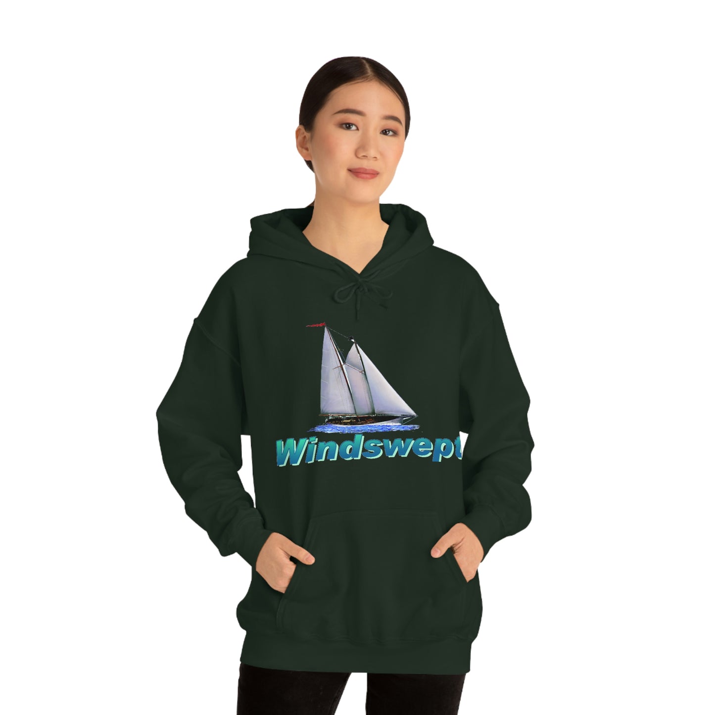 Unisex Heavy Blend™ Hooded Sweatshirt, Windswept, Mother Ocean design.