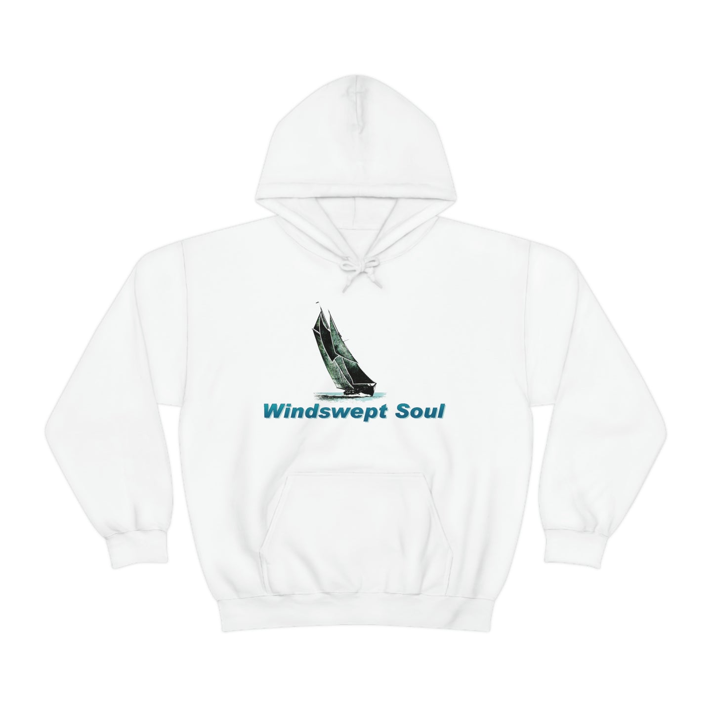 Unisex Heavy Blend™ Hooded Sweatshirt, Windswept Soul, Bluenose Sailboat.