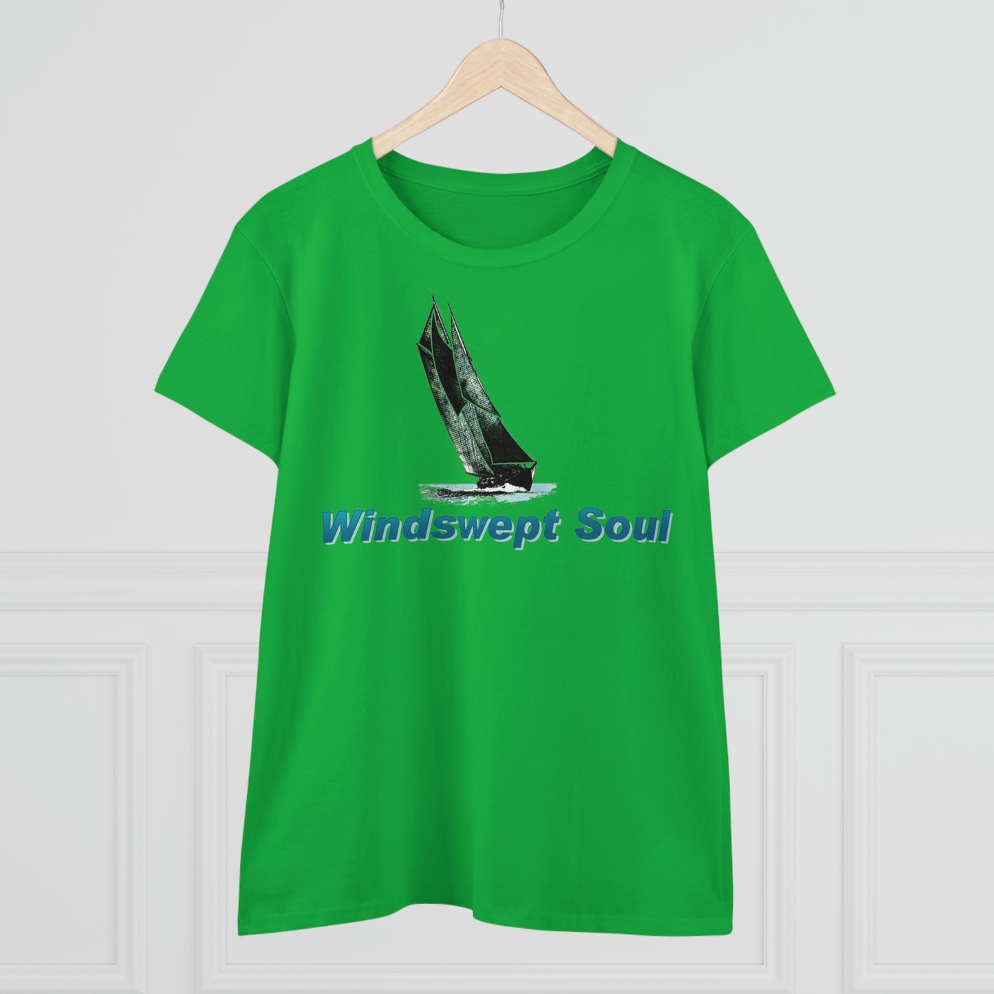 Windswept Soult, Bluenose sailboat, Women's Midweight Cotton Tee